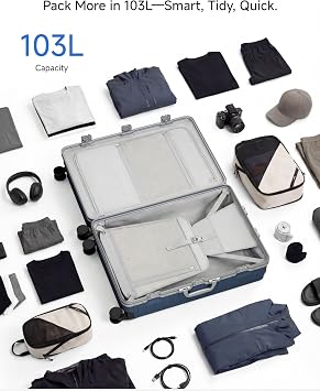 Luggage Sets with Spinner Wheels, 8010S Aluminum Frame Zipperless Polycarbonate Hard Shell Suitcase Sets (ZX-Core, Charcoal Metallic, 2 Piece (20/28))