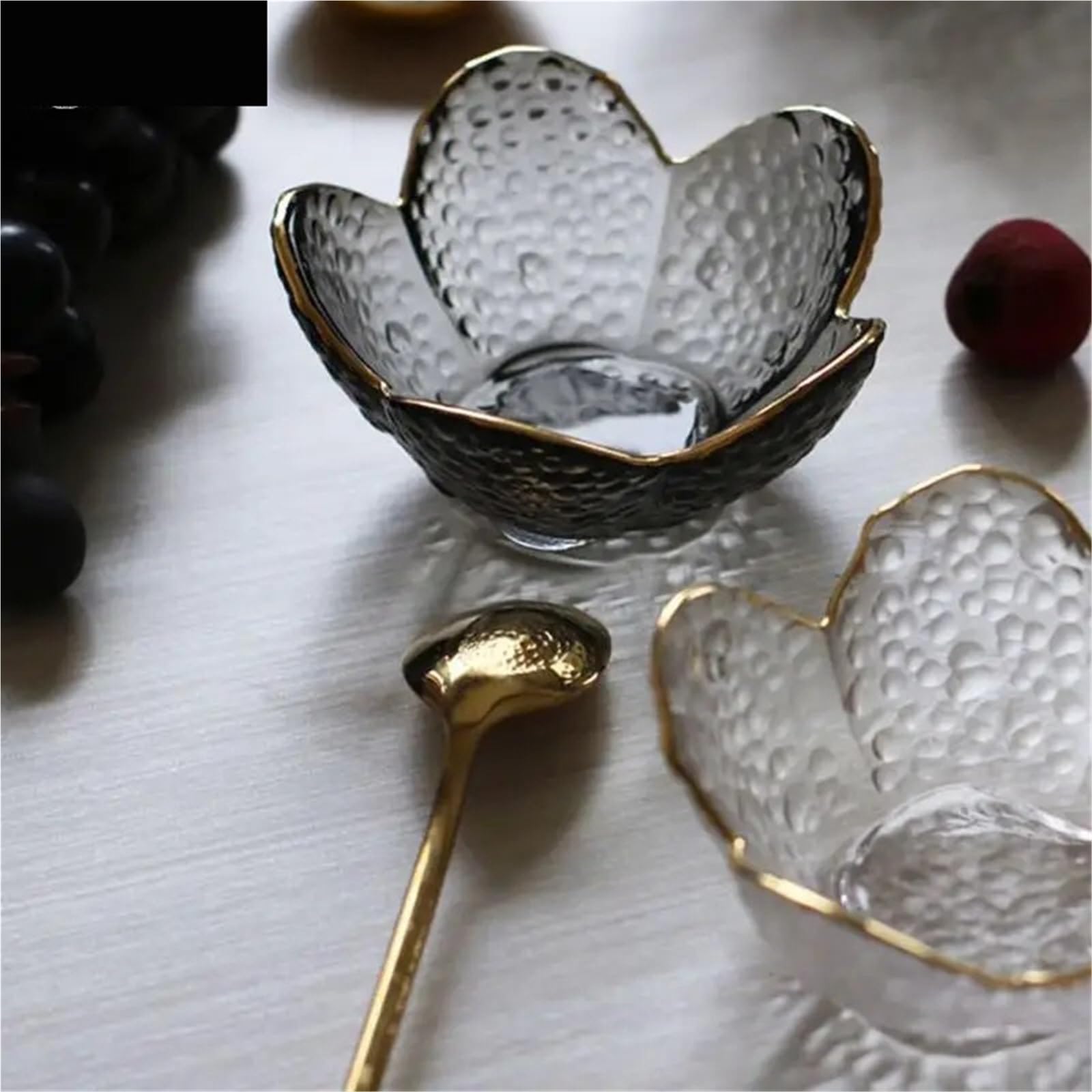 4 pezzi piccolo piatto di vetro for gelato, salsa frutta, ciotola fiori ciliegio, condimento, forniture da cucina Per Dessert(Pink)