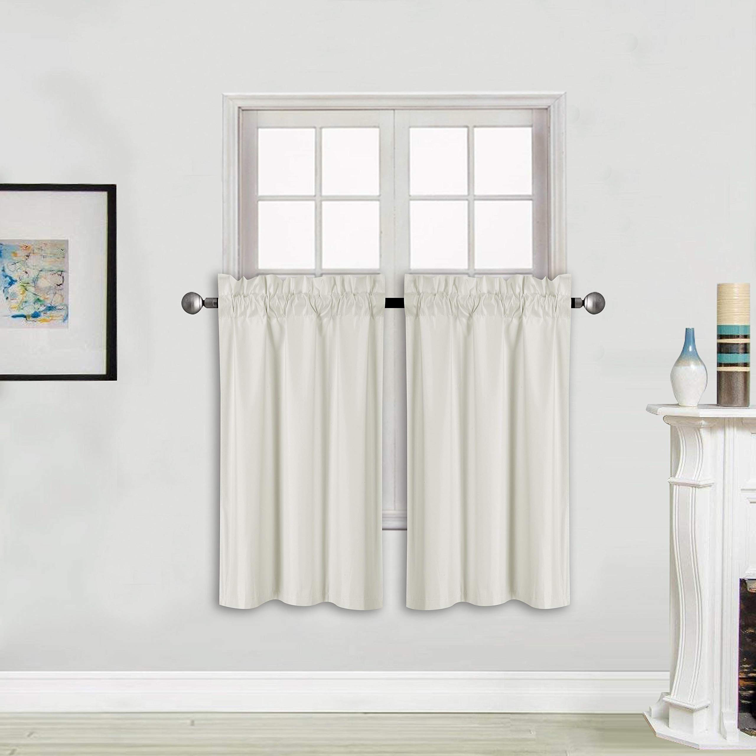 Better Home Style 100% Blackout 2 Tiers Window Treatment Curtain Insulated Drapes Short Panels for Kitchen Bathroom Basement RV Camper or Any Small