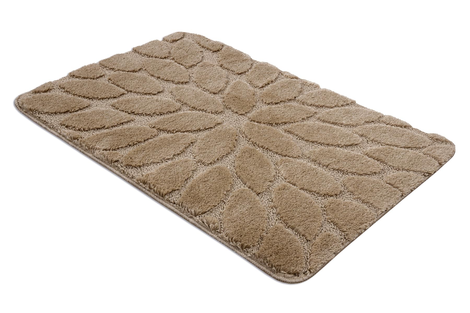 rugsx Badteppich Set 2-teilig SUPR Stones, Steine, Badematten rutschfest, weich & waschbar, für Fußbodenheizung geeignet, beige 60x100 cm