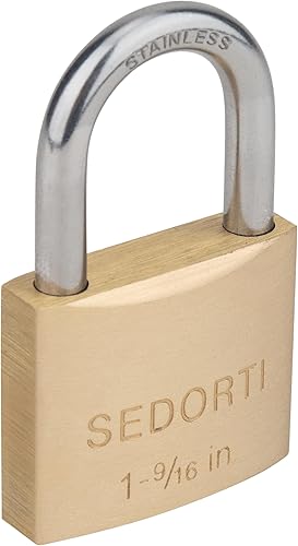 Miniatura 3 de Candado resistente a la intemperie para exteriores con grillete de acero inoxidable y cuerpo de latón macizo, cerradura a prueba de óxido de grado