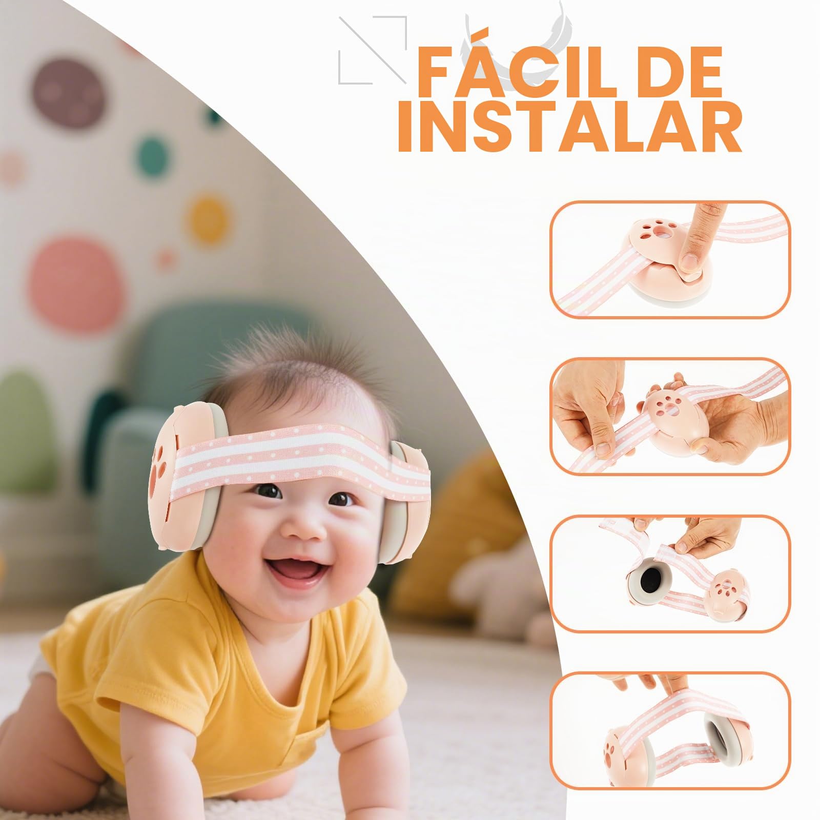 Protección auditiva para bebé, auriculares 2 en 1 para bebé, protección contra el ruido, con diadema ajustable y acolchada, orejeras para niños de hasta 48 meses, adecuados para dormir, viajar en