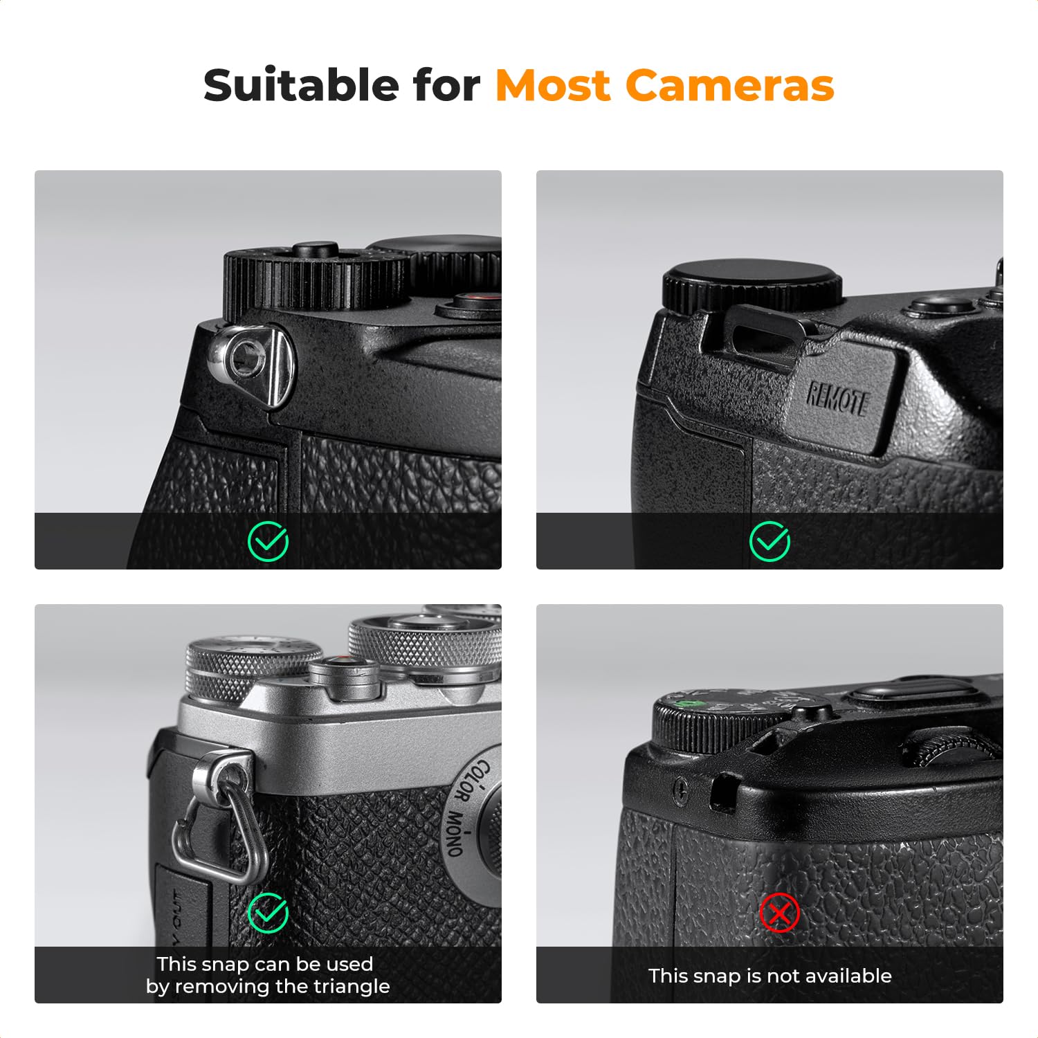 K&F Concept Pasek do aparatu, uniwersalny nylonowy pasek na szyję do aparatu DSLR-100 cm | Nylonowa lina, z o-ringiem do aparatu DSLR, do fotografii ulicznej, BJ01