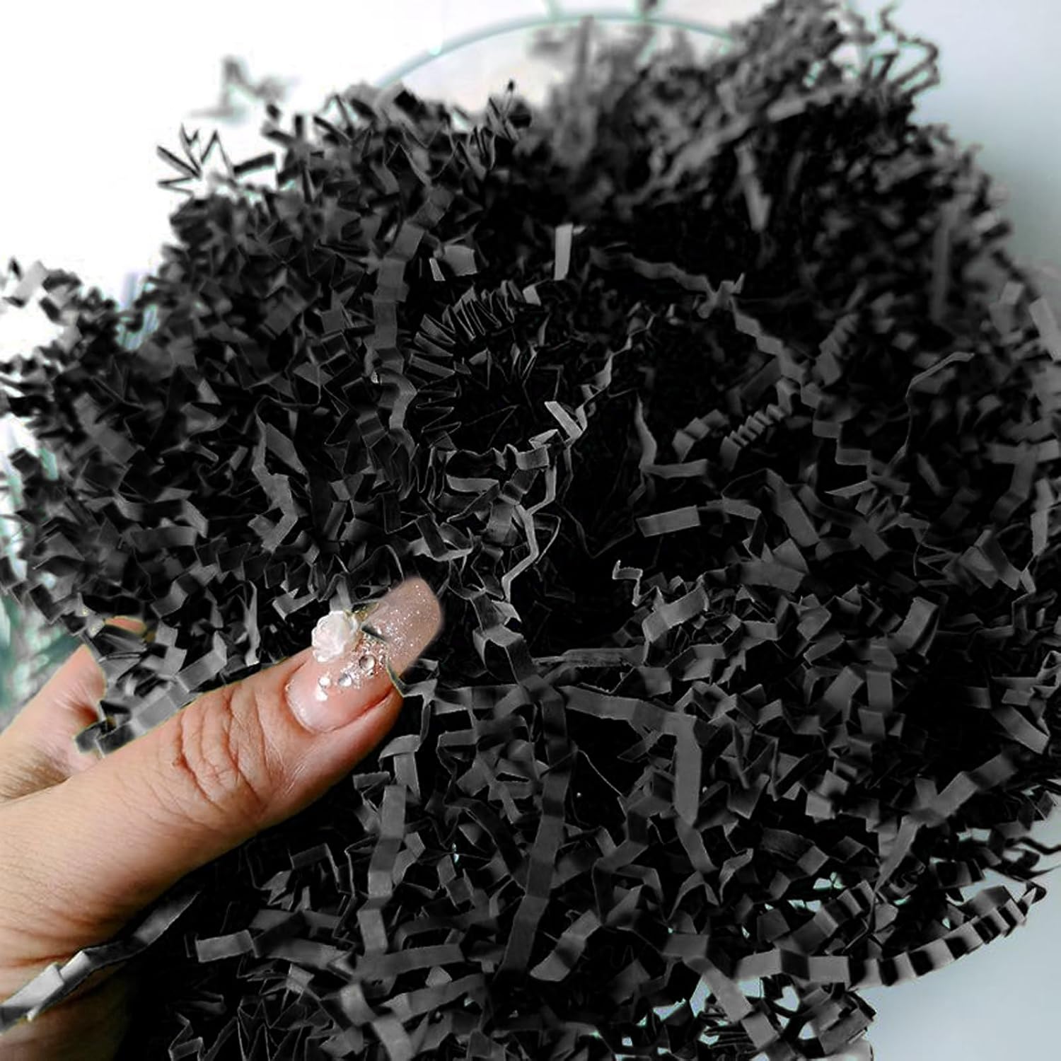 STEZHOU 4oz Black Crinkle Cut Paper Shred Filler great for Gift Wrapping, Basket Filling, Birthdays, Weddings, Anniversaries, Valentines Day, and other occasions - Image 2