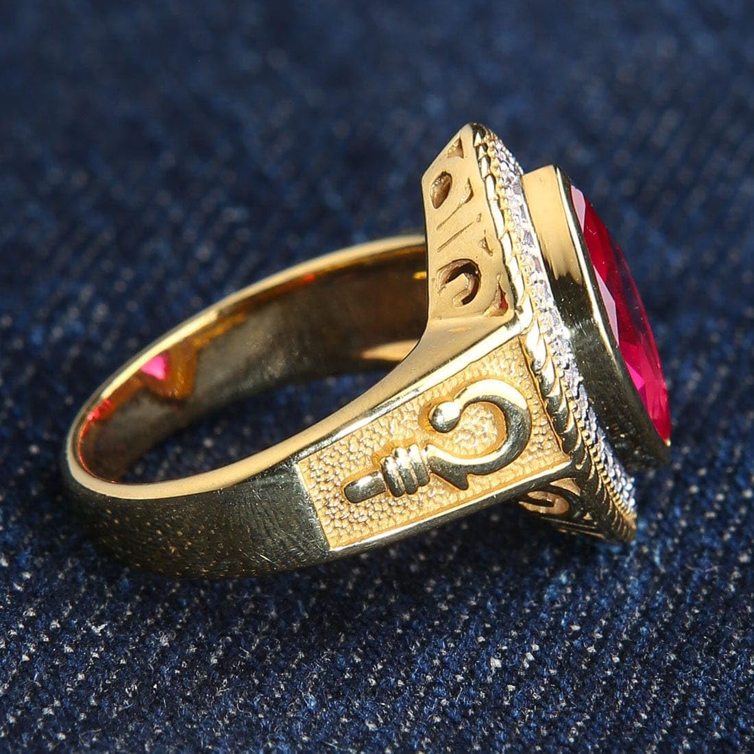 Pastoral's Staff Marquise Red Ruby Womens Bishop Ring