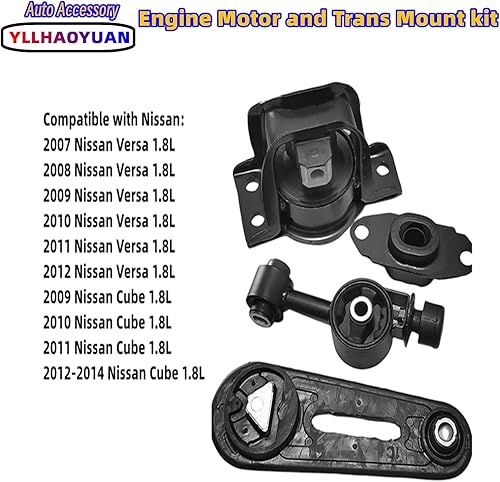 Miniatura 2 de Kit de montaje de motor compatible con Nissan Versa 1.8L 2007 2008 2009 2010 2011 2012 y Nissan Cube 1.8L 2009-2013 2014 4 piezas de montaje Trans