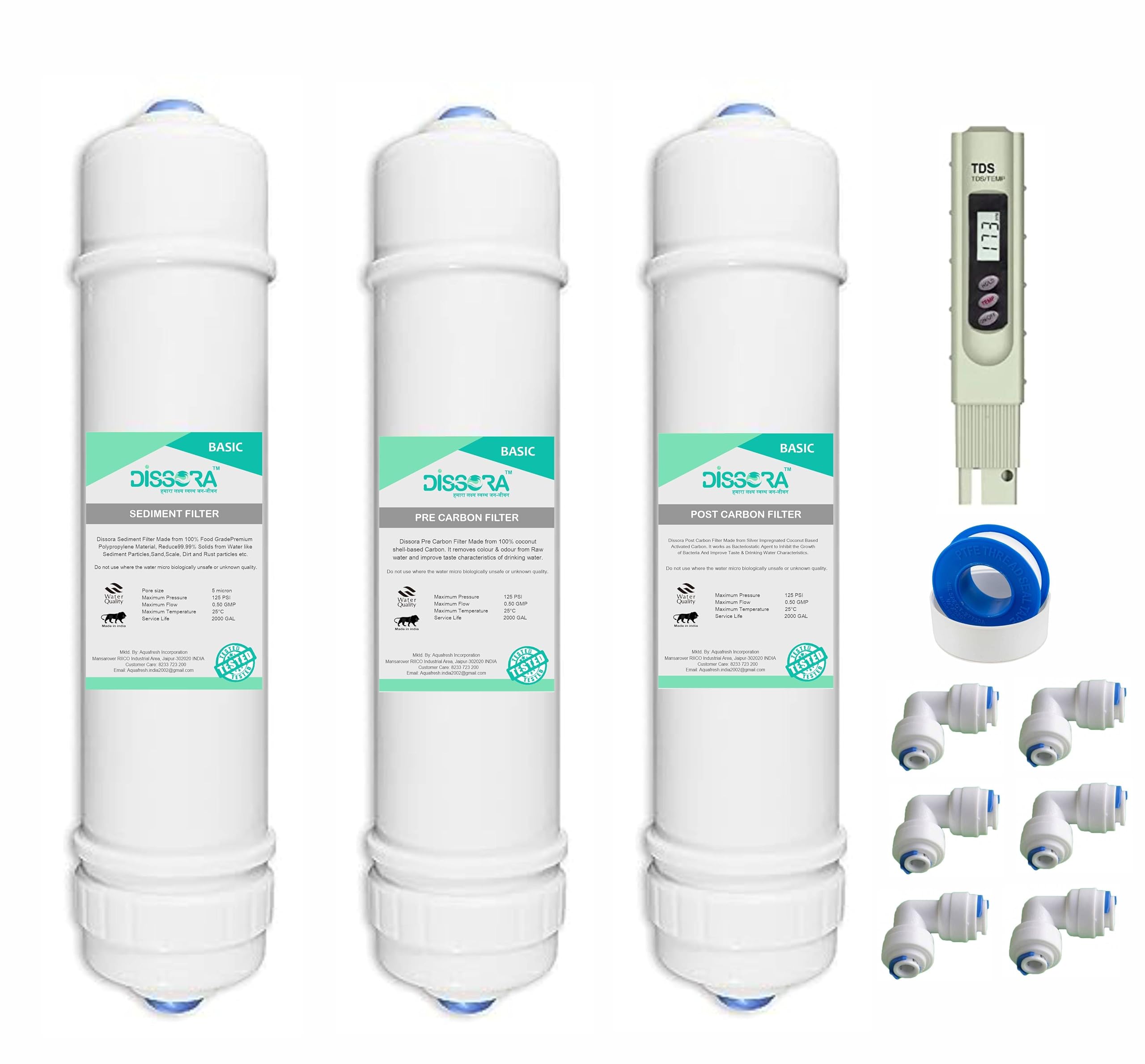 Dissora Pre Carbon Post Carbon and Sediment Filter Cartridge Set with ...