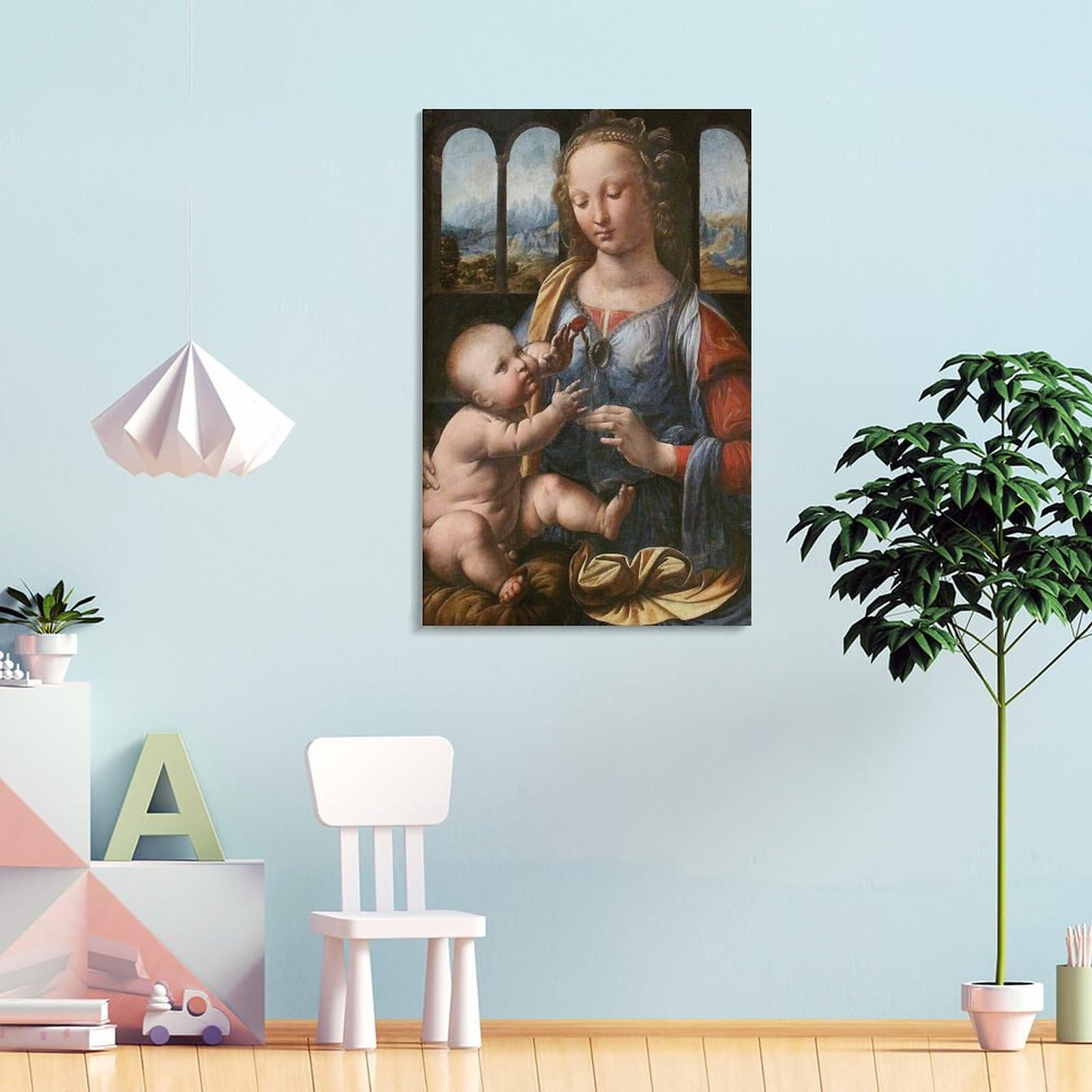 インテリアアート版画絵画(ダビンチの聖母)額付 420×297mm インテリアアート版画絵画(ダビンチの聖母)額付 420×297mm