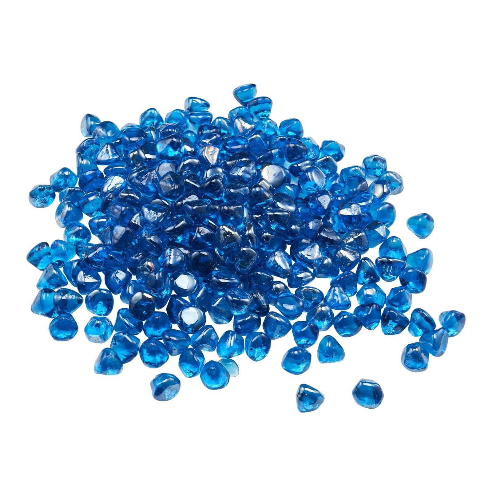 VEVOR Vetro per Braciere, Pietre per Caminetti Resistenti alle Alte Temperature, 9 kg, Perline Diamantate in Vetro Riflettenti da 25,4 mm, Alta Lucentezza, per Tavolo da Braciere, Blu Caraibico