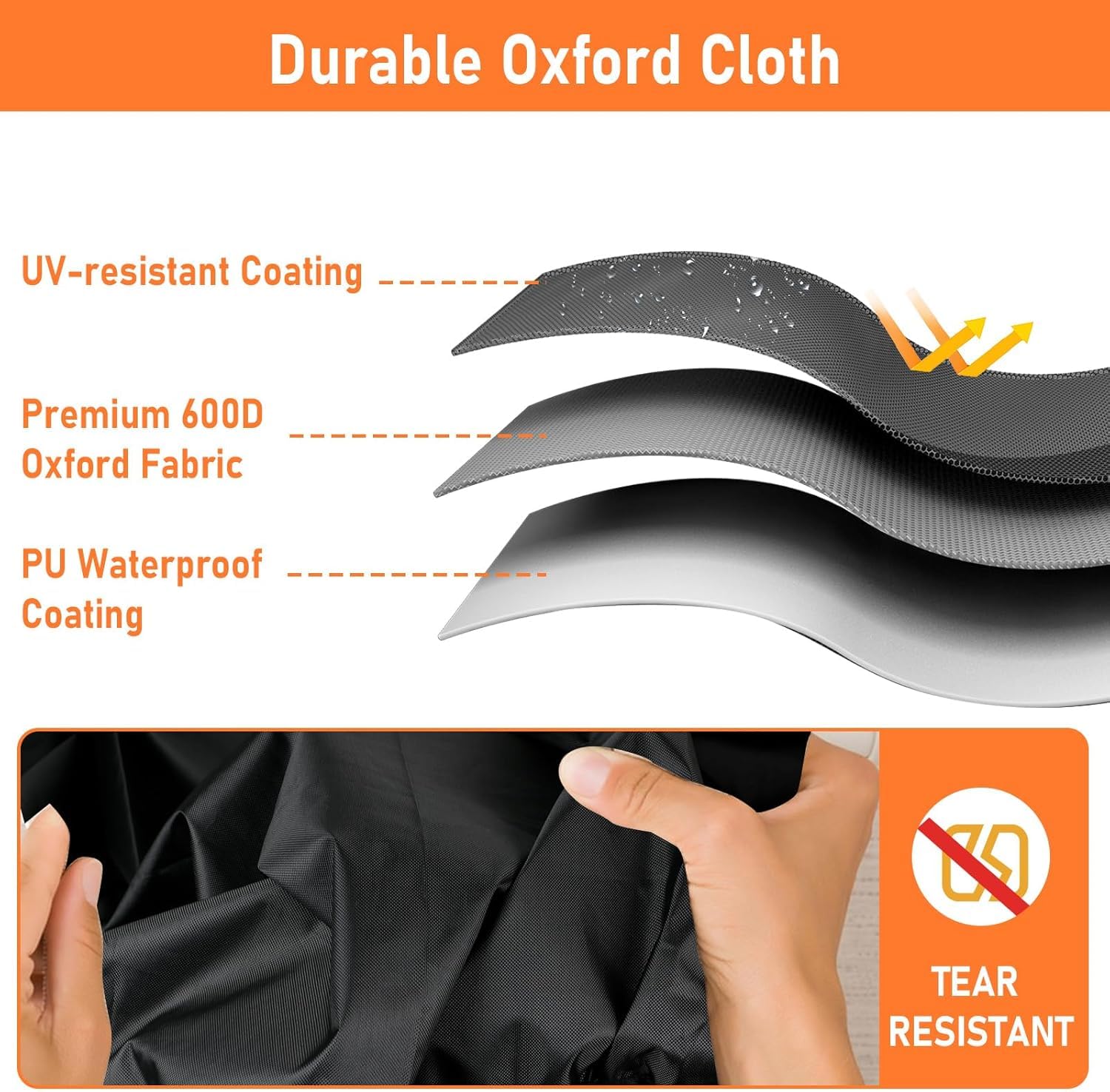 Bâche de Tracteur à Gazon 600D, imperméable Anti-poussière résistante aux UV Coupe-Vent, Anti-Pluie Housse de Protection pour Tondeuse à Gazon d'extérieur(L201 x W140 x H117 cm)