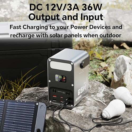 Miniatura 7 de Power Bank 60000mAh Power Station High Capacity Fast Charging PD 65W LiFePO4 Portable Outdoor Generator with DC 12V3A Output & LCD Display Battery