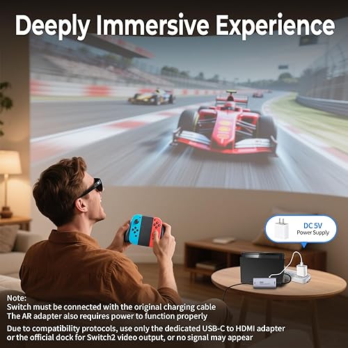 Vista 3 de Guermok AR Glasses Adaptador de pantalla HDMI a USB-C, 4K @60Hz Play and Charge XR Convertidor con DC 5V, para XREAL One/Air 2 Pro/RayNeo/Rokid