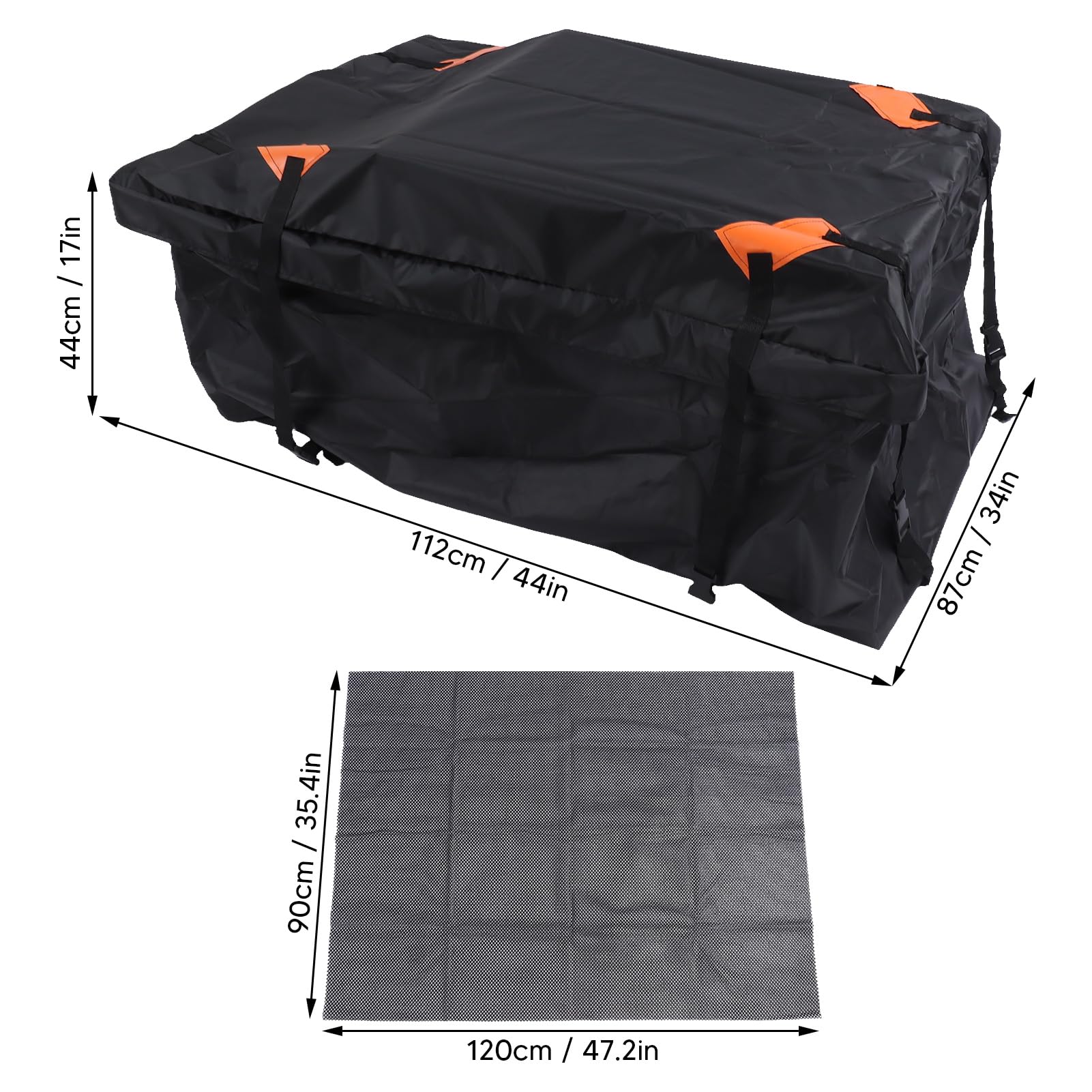 Car Roof Bag Oxford Cloth Rooftop Cargo Carrier with Anti Slip Mat for Most Cars (600D)