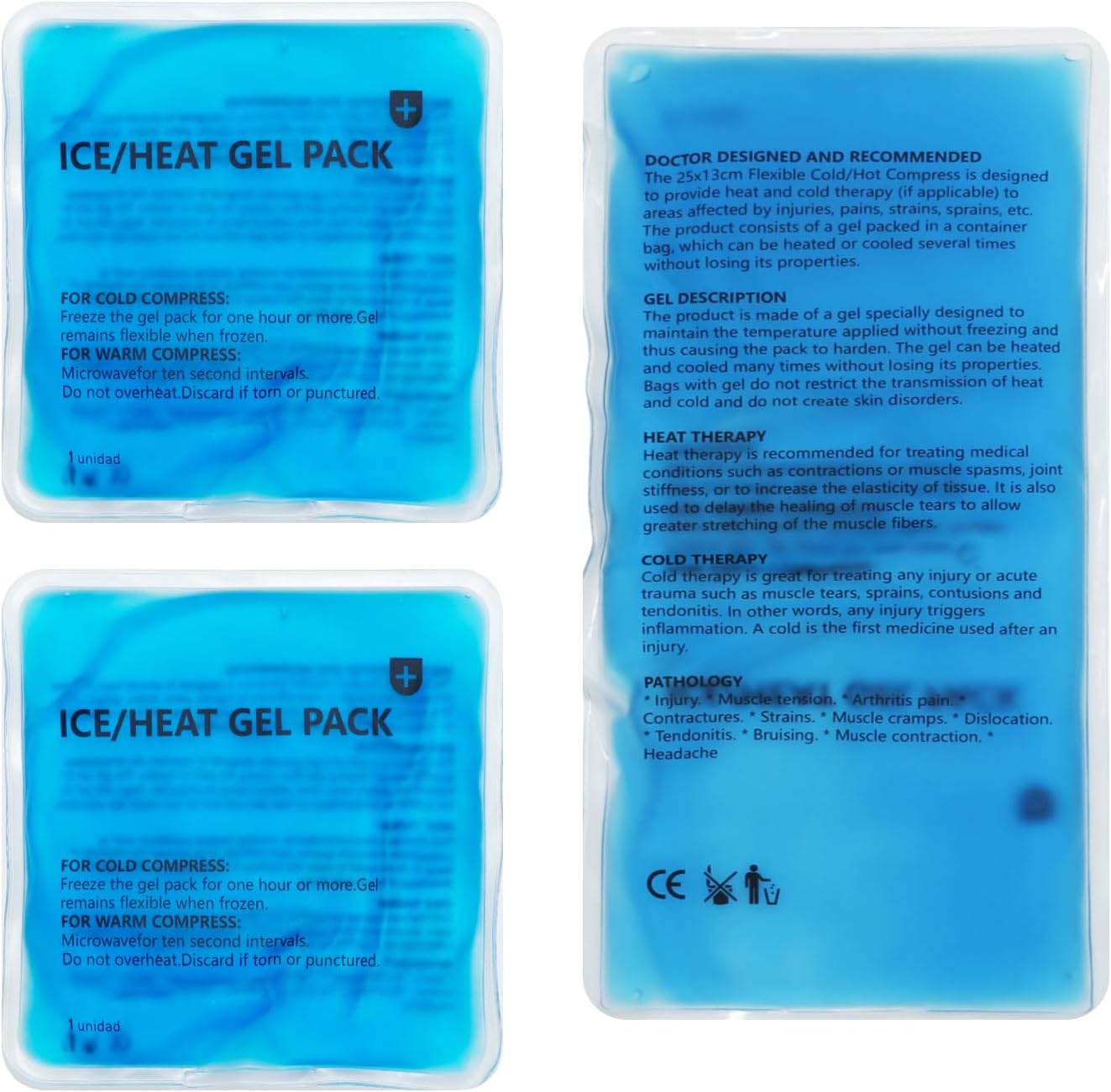 3-in-1 Ice Pack Set (1 Large + 2 Small) - Reusable Cold & Hot Packs - for Pain Relief, for Kids & Adults, Ice Packs for Injuries Reusable 3 Pack 1 Set