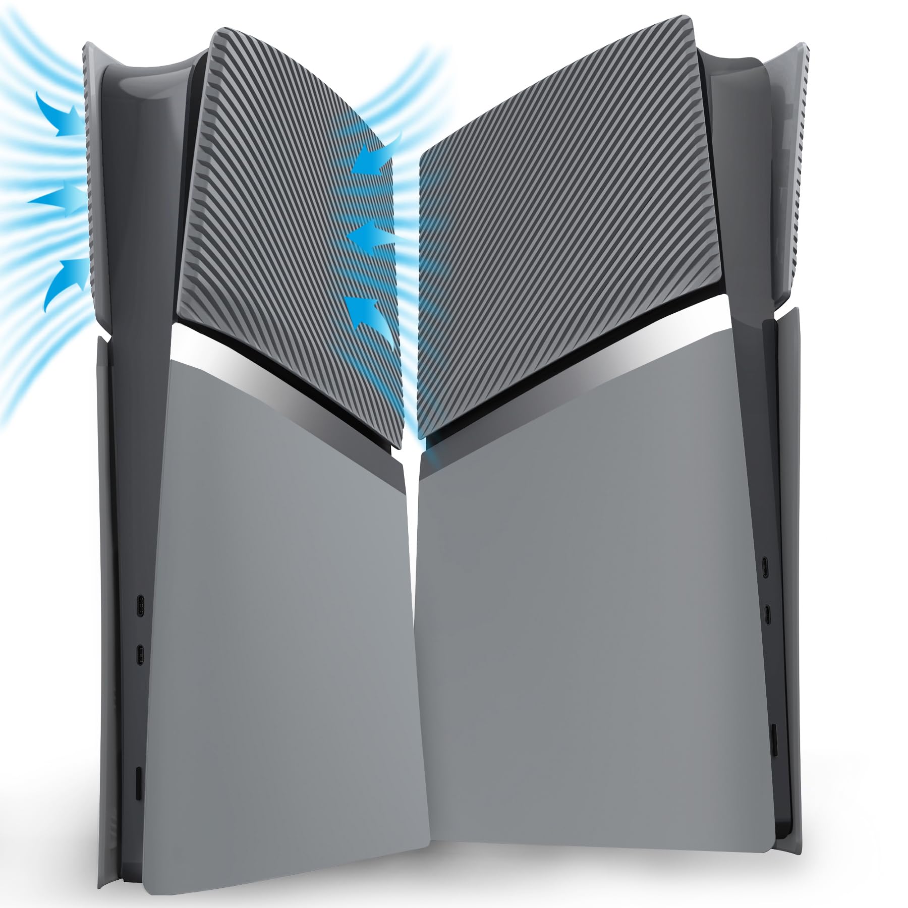 eXtremeRate eXcover Carcasa Superior e Inferior de Repuesto Compatible con ps5 Slim Edición Digital, Paneles Laterales y Tapa Trasera con Ventilación para ps5 Slim Digital Consola - New Hope Gray