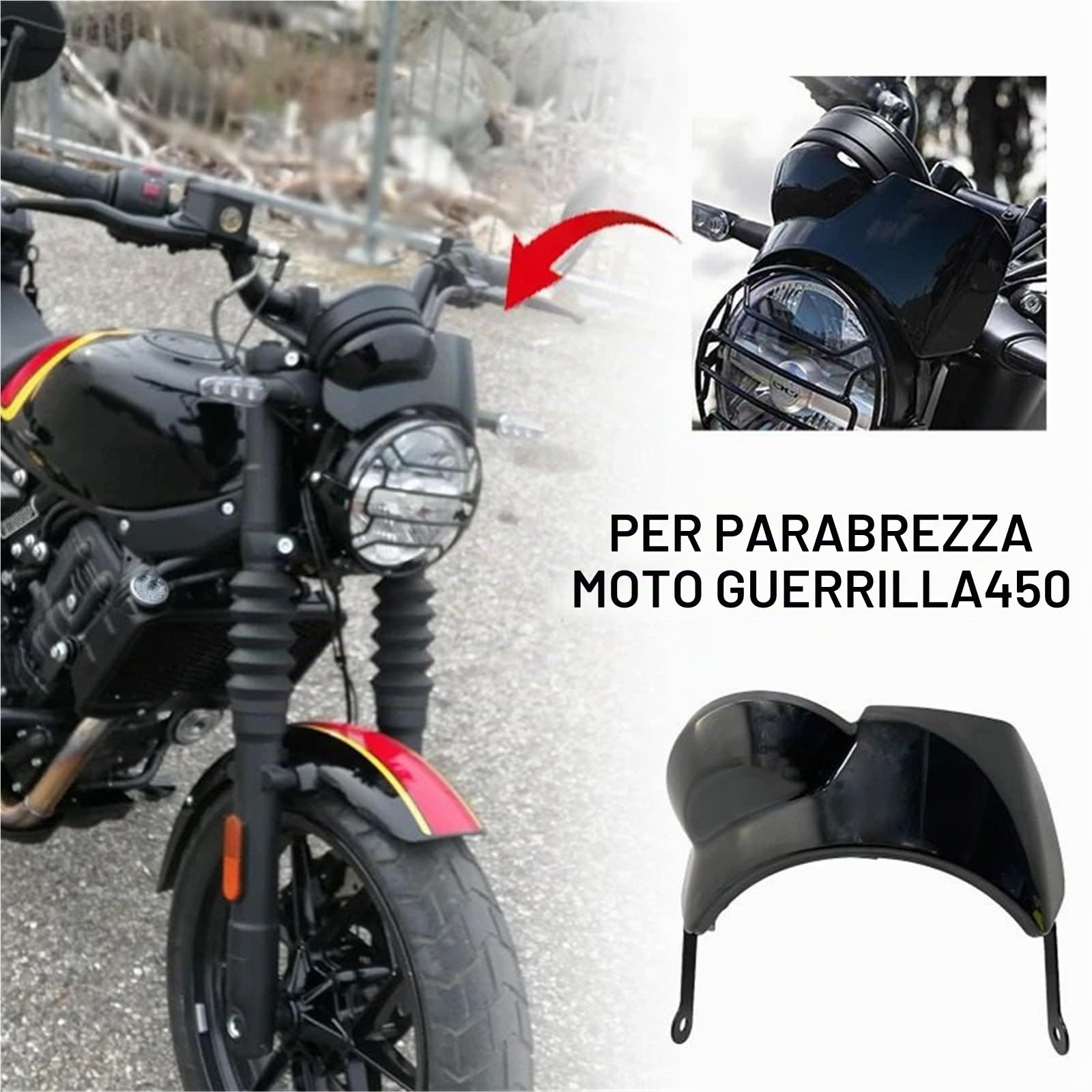 Accessori Protezione parabrezza Adatto per parabrezza moto GUERRILLA 450 Guerrilla 2024 2025 Parabrezza antivento Deflettore(Black)