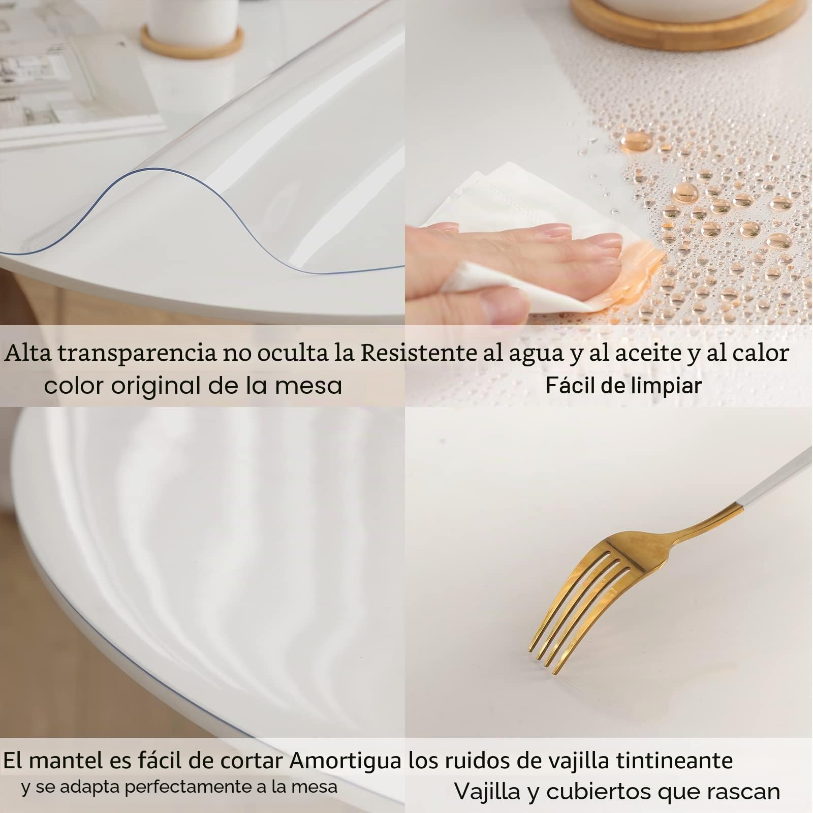Eralove Mantel PVC Transparente Redondo,plastico Protector Mesa Redonda,Mantel Transparente Mesa 1.5mm, fácil de Limpiar, Cocina, Comedor, Uso Exterior(diámetro de 120 cm)