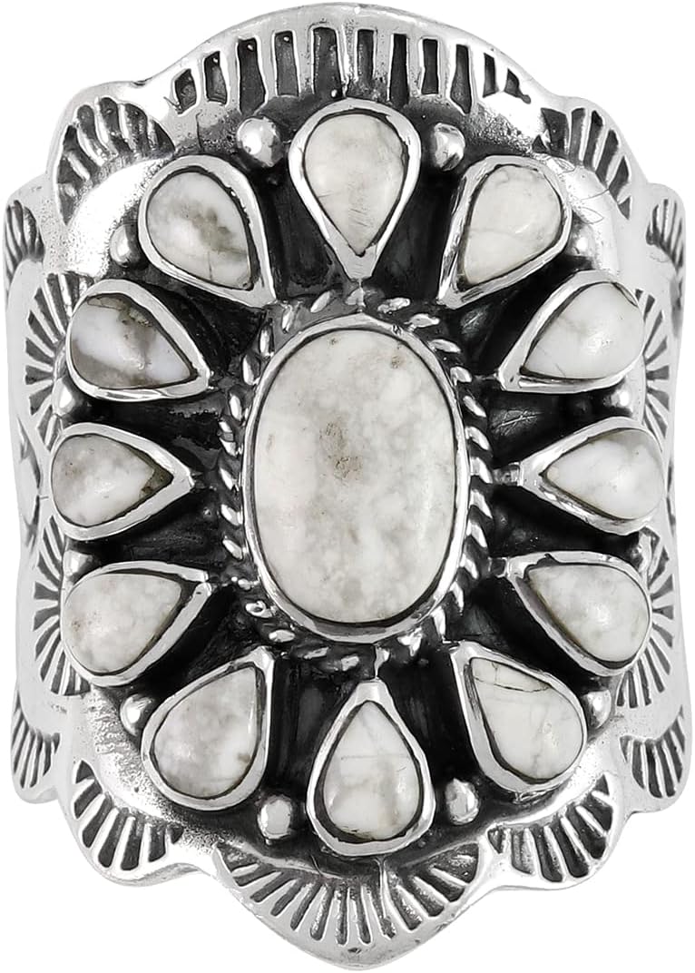Turquoise Network Howlite Ring Sterling Silver 925 Genuine Gemstones Size 6 to 11 - Image 3