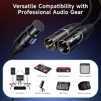 Cable Matters Balanced XLR Splitter Cable - 1.5ft / 0.5m, XLR Y Cable 2 Male to 1 Female