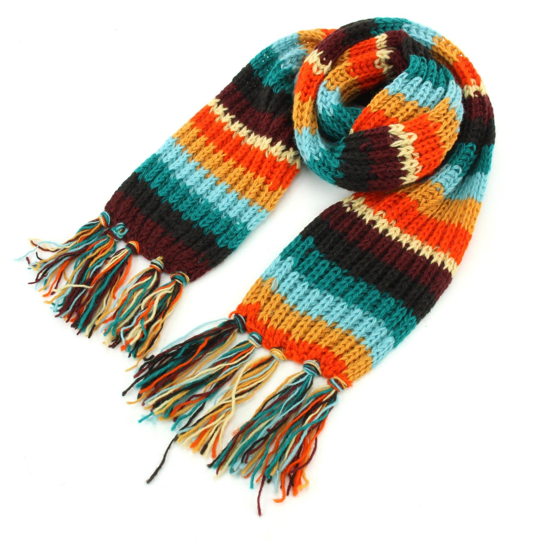 LOUDelephant Hand Knitted Wool Scarf - Stripe Retro D