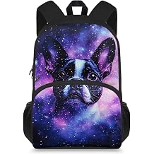 Boston Terrier Dog Backpack for Kids School Back to Primary School Students 15 Inch School Bag with Zipper Pocket and Bottle Holder Animal Bookbag for School Girls Boys Backpacks