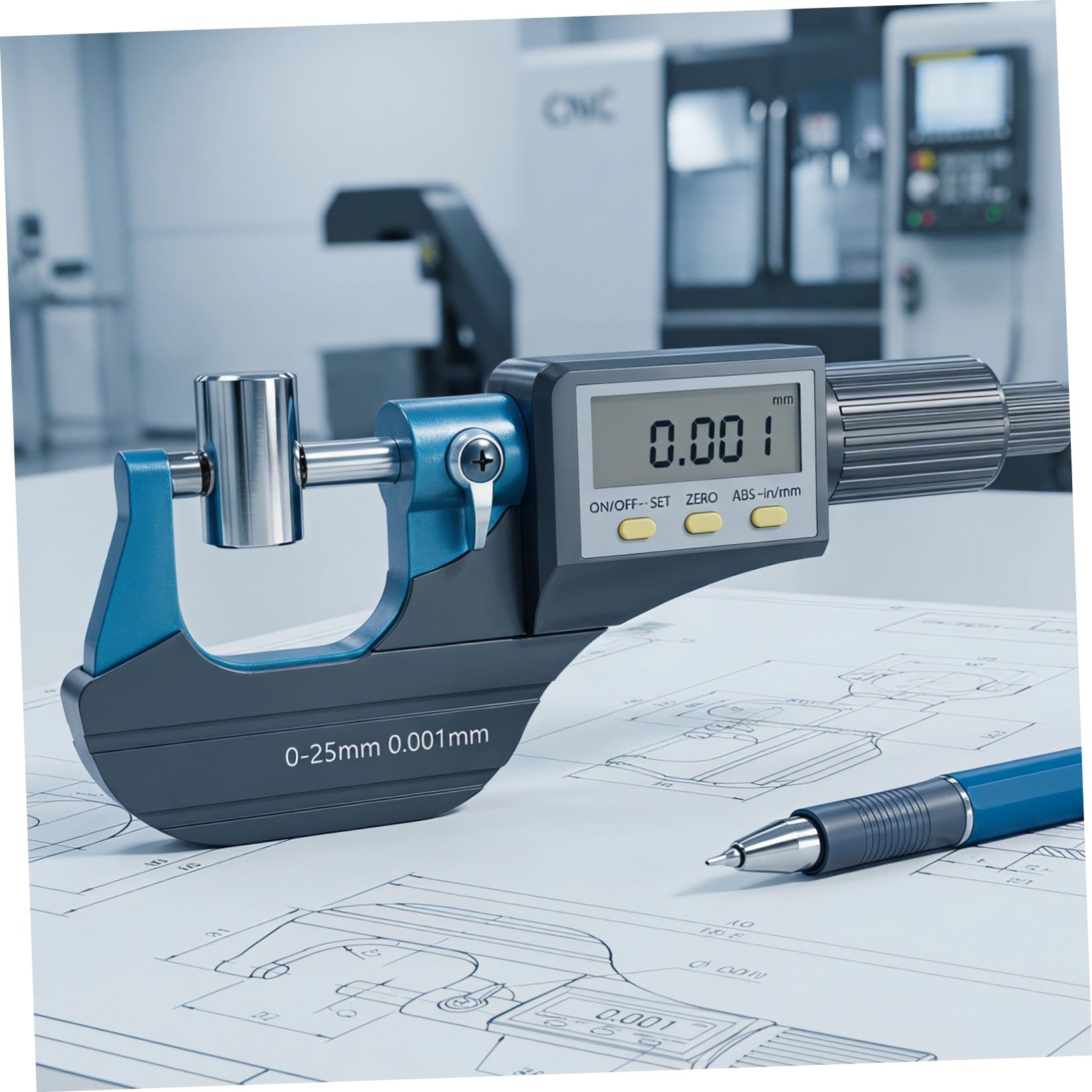 Micrómetro Digital Exterior Medición Precisa con 0-25mm Punta de Metal Endurecido y Calibración Confiable para Aplicaciones Industriales