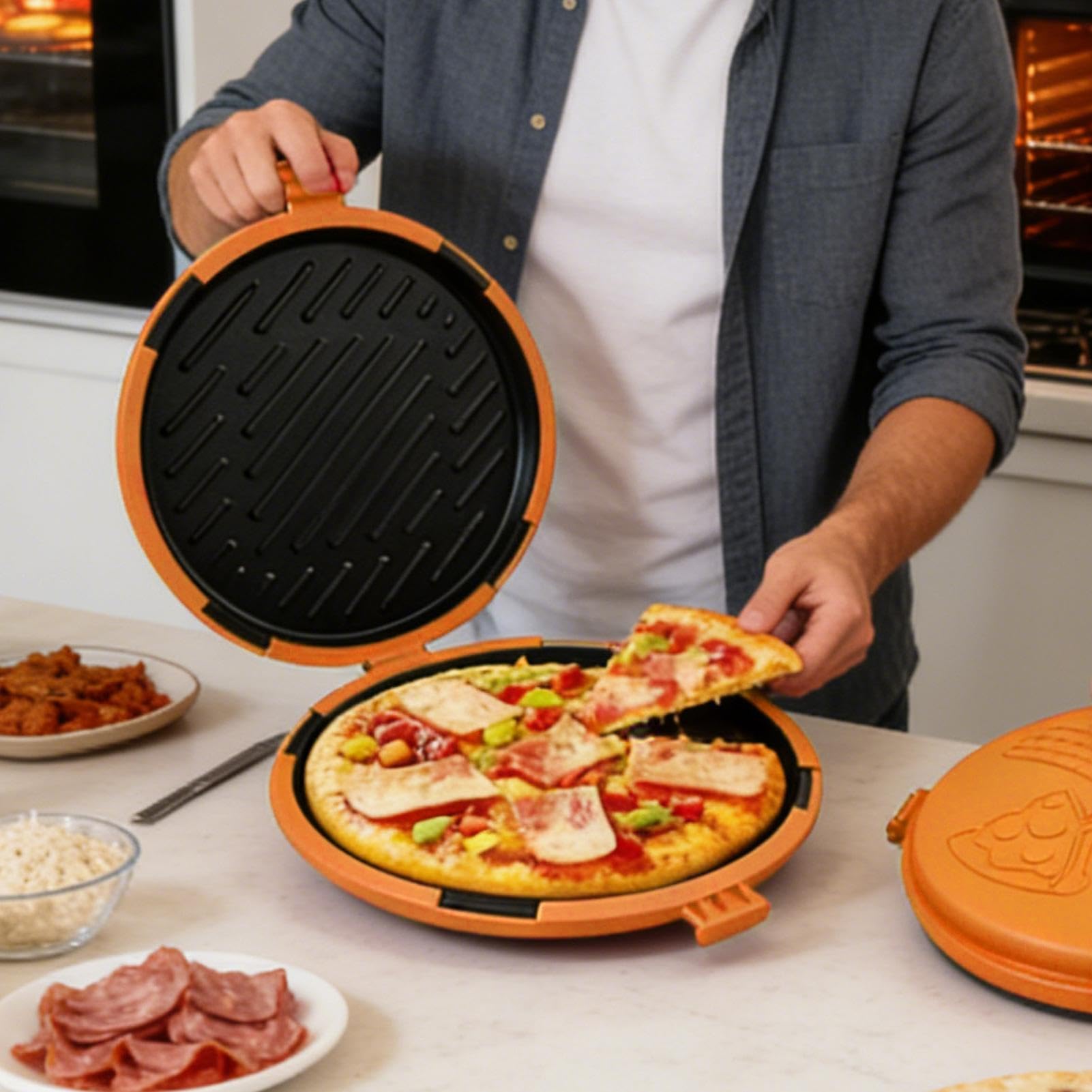 Generisch Plancha para microondas – y hornear rápidamente – Derretidor de queso antiadherente | Ideal para pizza, panqueques y desayunos | Utensilios de cocina compactos para dormitorio y oficina