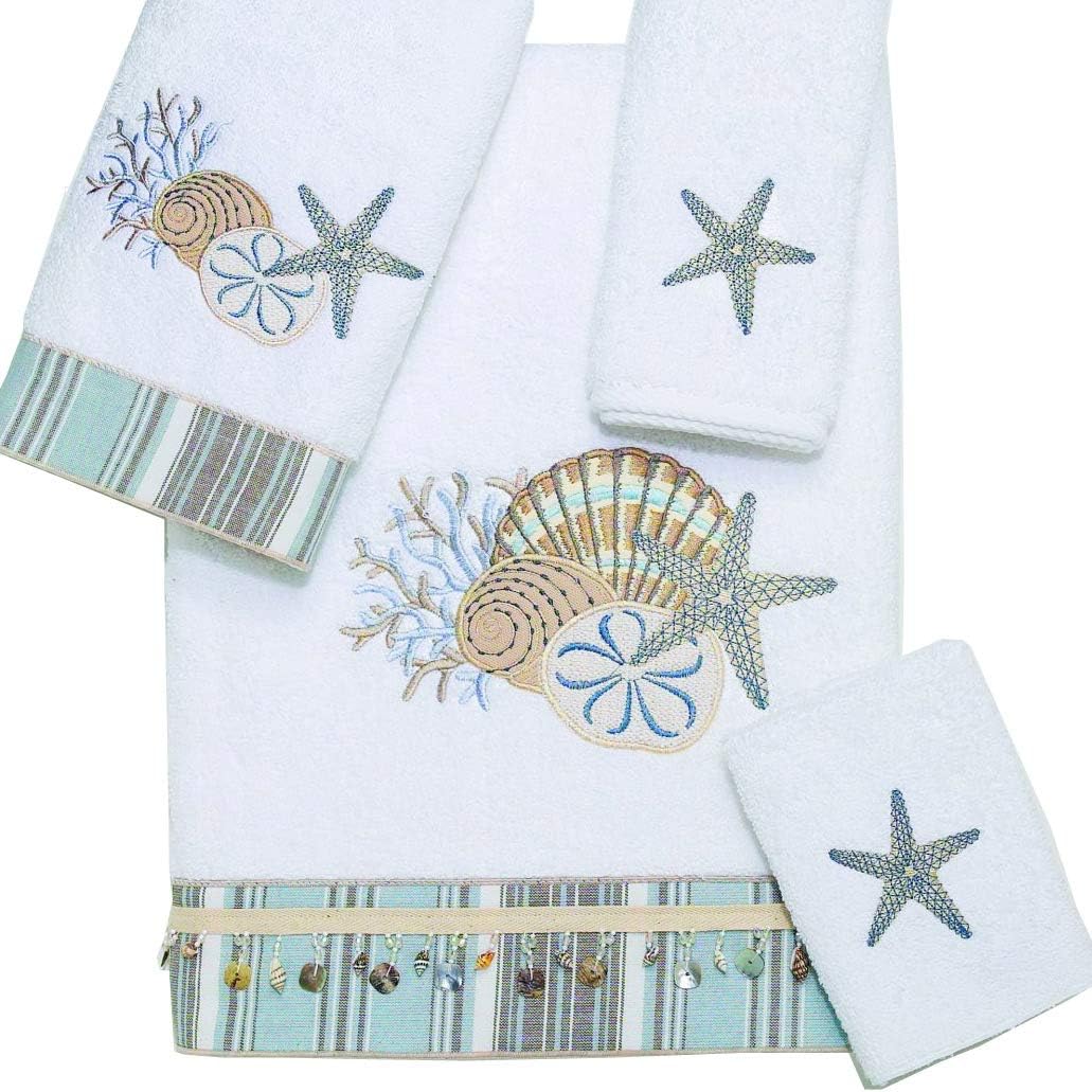 BLACK FOREST DECOR Tranquil Sea Bath Towel - White, 100% Cotton, 27" W x 50" L
