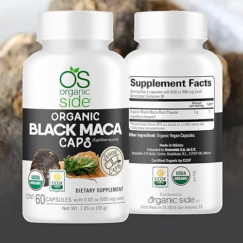 Miniatura 5 de Cápsulas de maca negra | Certificado USDA orgánico, sin OMG, veganas | Aumenta la energía, mejora la libido, apoya el equilibrio hormonal |