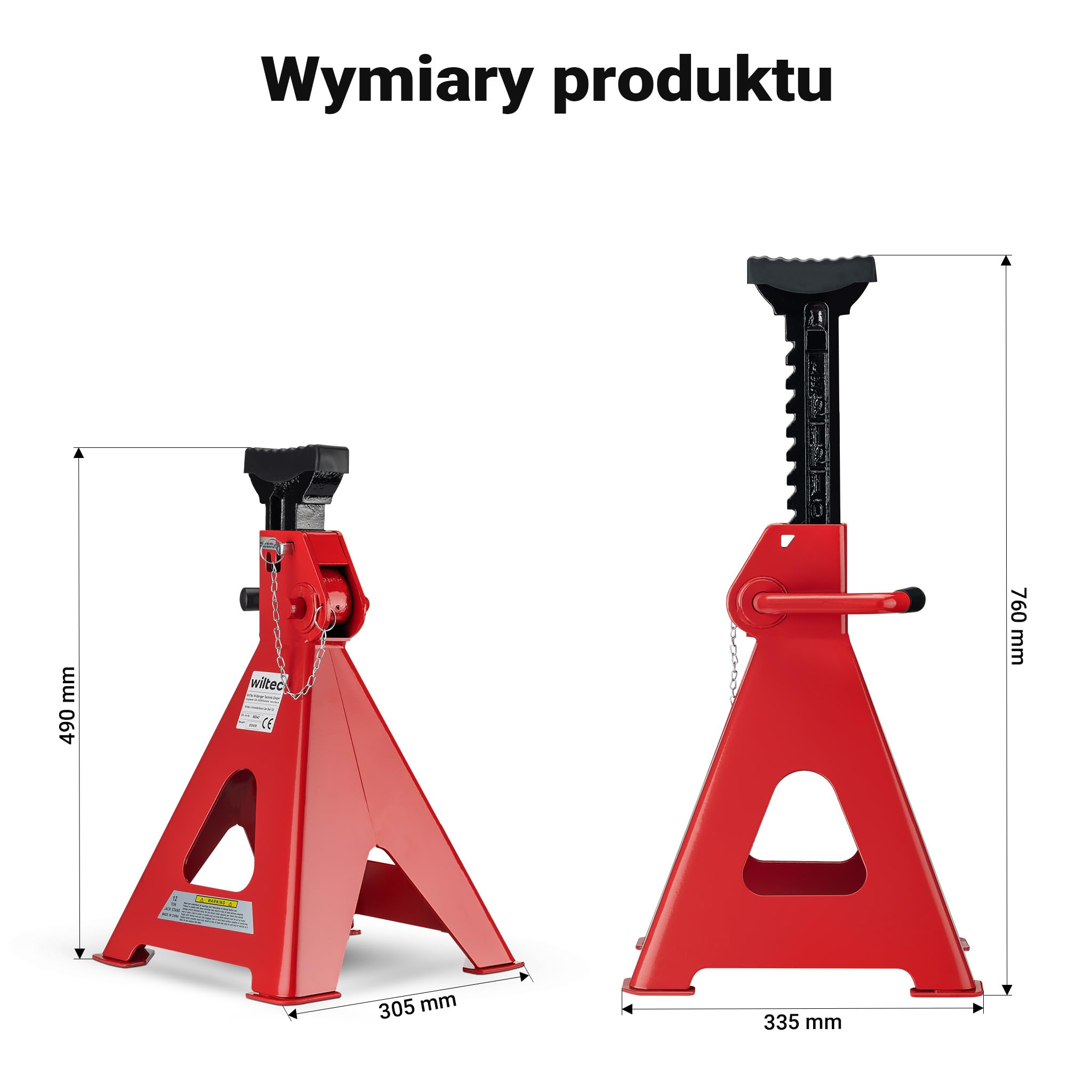 Wiltec Kobyłki samochodowe 2 szt. o nośności 12 t, maks. wysokość 75 cm, zestaw podstawek warsztatowych, podpory samochodowe