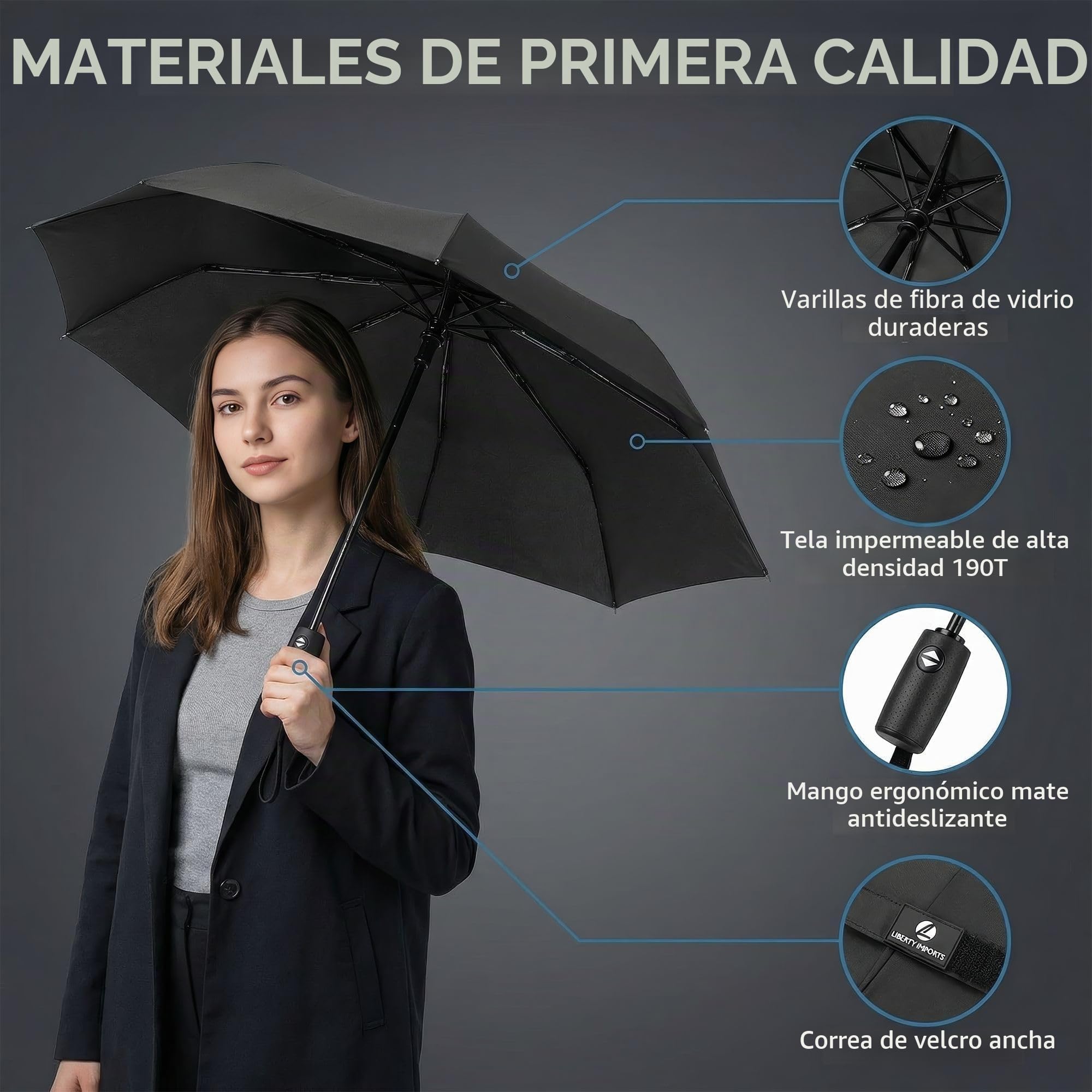 Liberty Imports Paquete de 3 paraguas de lluvia resistentes al viento, compactos, ligeros, automáticos, fuertes y portátiles, para hombres y mujeres (Ed.1)