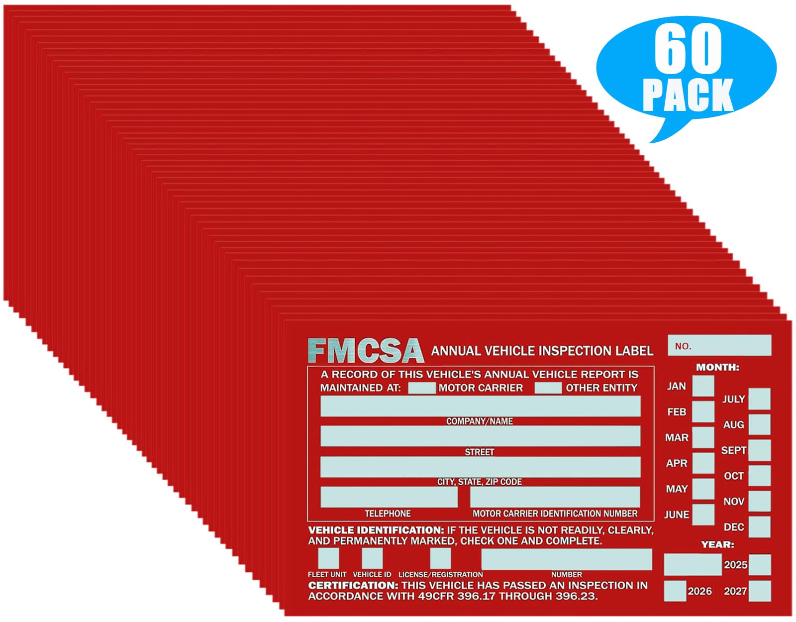 Annual Vehicle Inspection Report Exterior Annual Inspection Label ...