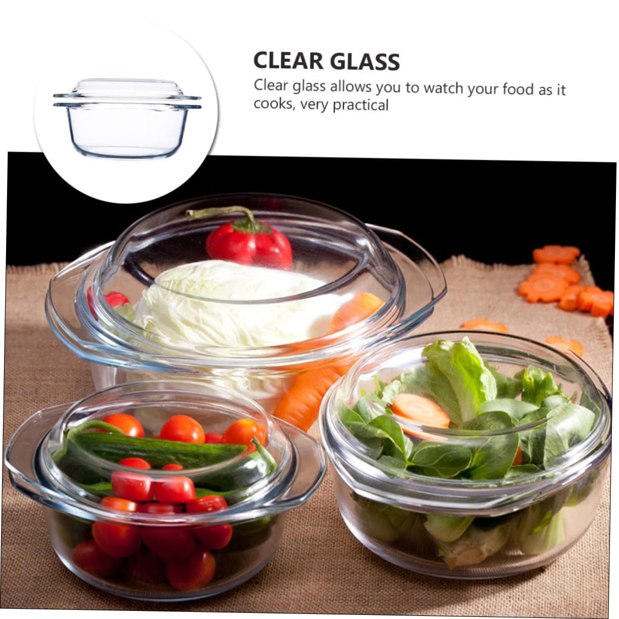 Cabilock Ofenfester Suppentopf aus Gehärtetem Glas 1 L Mikrowellengeeignete Glasschüssel mit Deckel Hitzebeständig für Küche und Alltag