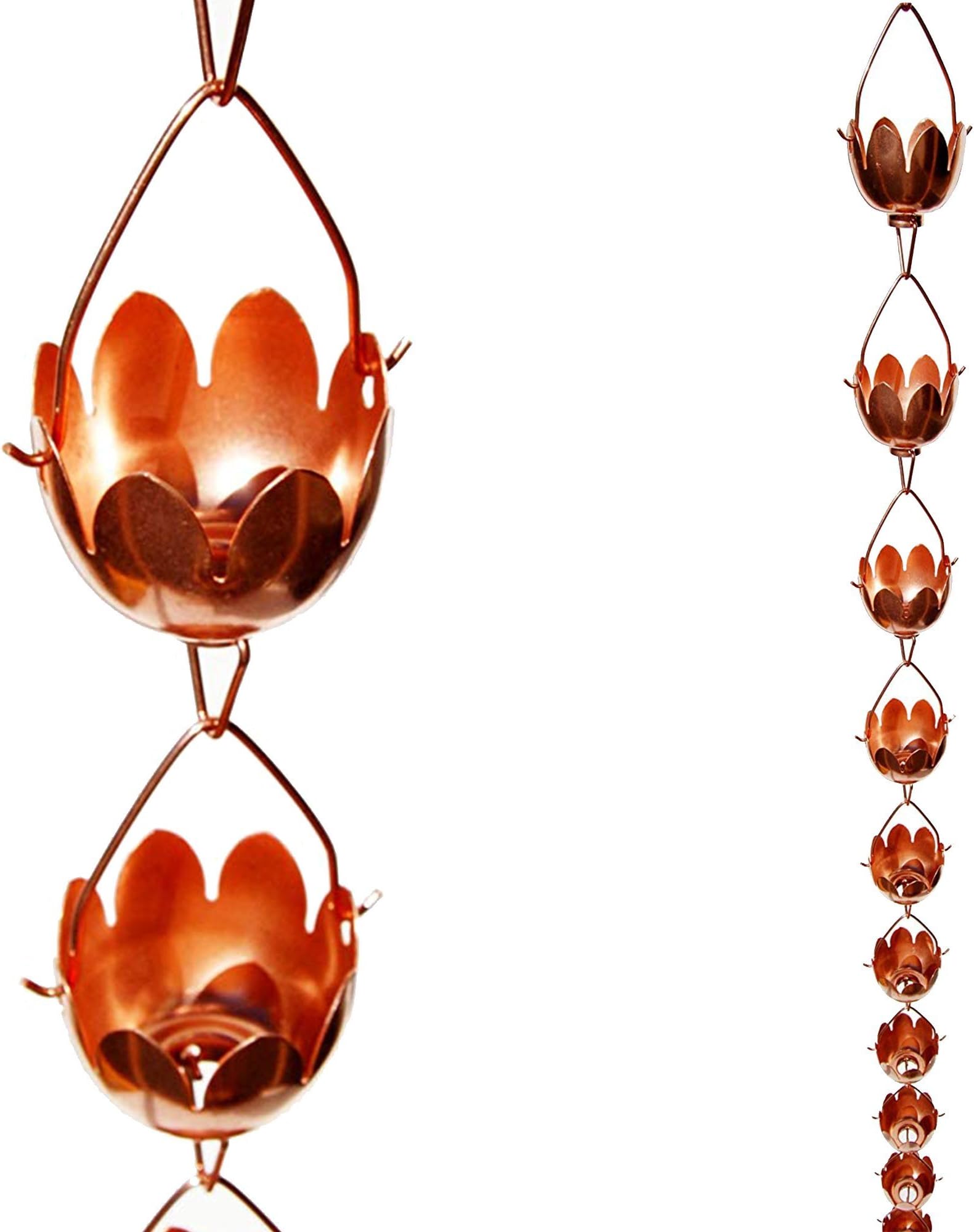 Stanwood Rain Chain Lotus Lily Flower Copper Rain Chain, 8-Feet