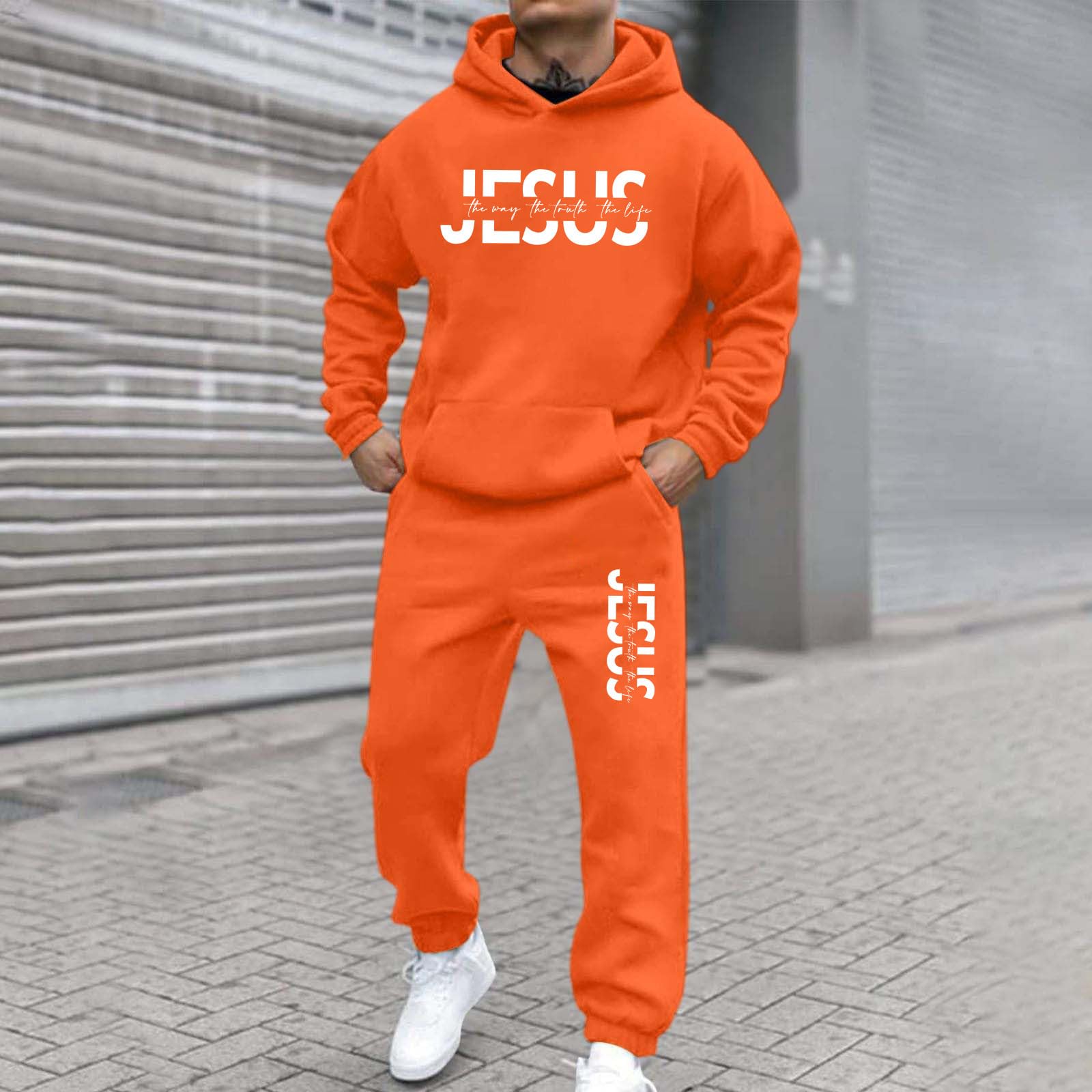 Générique Męskie spodnie dresowe 2-częściowy zestaw bluza z kapturem spodnie sportowe bawełna jesień miękka casualowa dres z długim rękawem sznurek ciepły wygodny wypoczynek A28