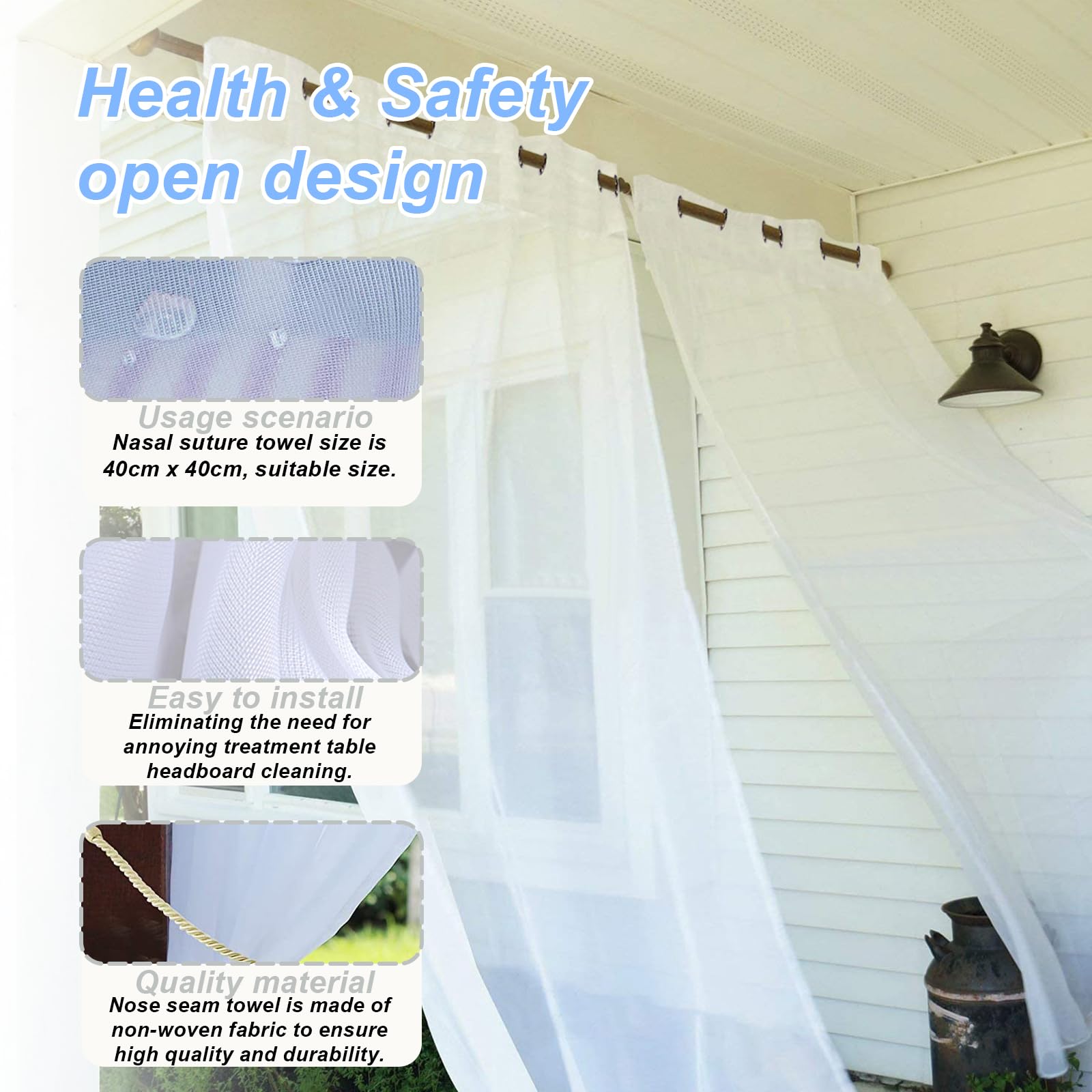 SUNOYA Outdoorvorhänge Transparent, 2 Stück Outdoor Vorhang Wetterfest, Balkon Vorhang mit ösen, Outdoor Gardinen, H213cm x B132 cm, Vorhang Weiß für Balkon Terrasse Wasserdicht Sichtschutz