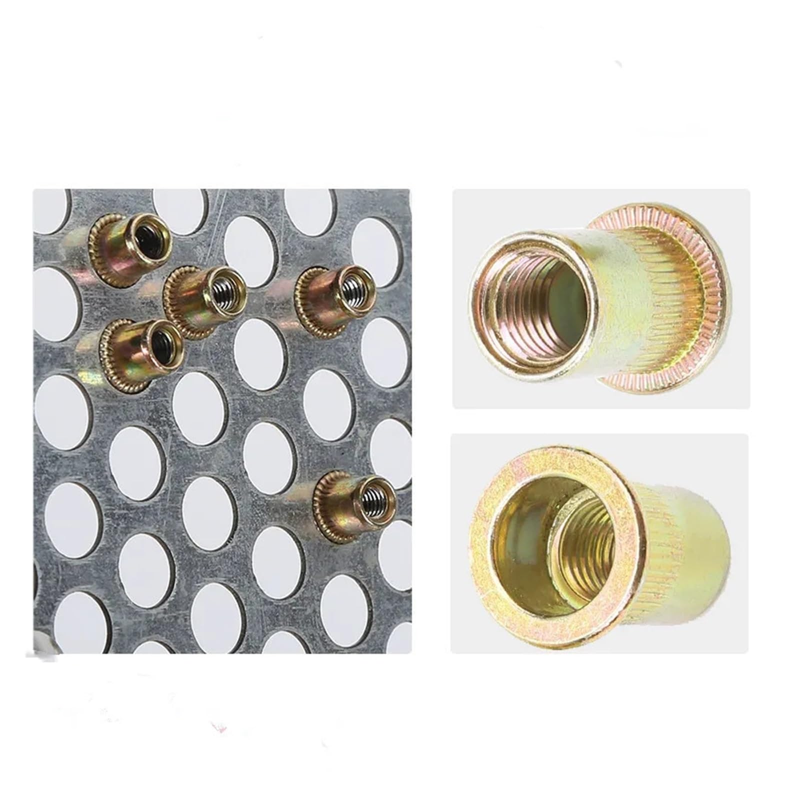 Dadi a rivetto 30-200 pz M3-M12 304 Acciaio Inossidabile Al Carbonio Alluminio Testa Svasata Piatta Rivetto Dado Inserto Nutsert Cap(Aluminum,M5 200Pcs)