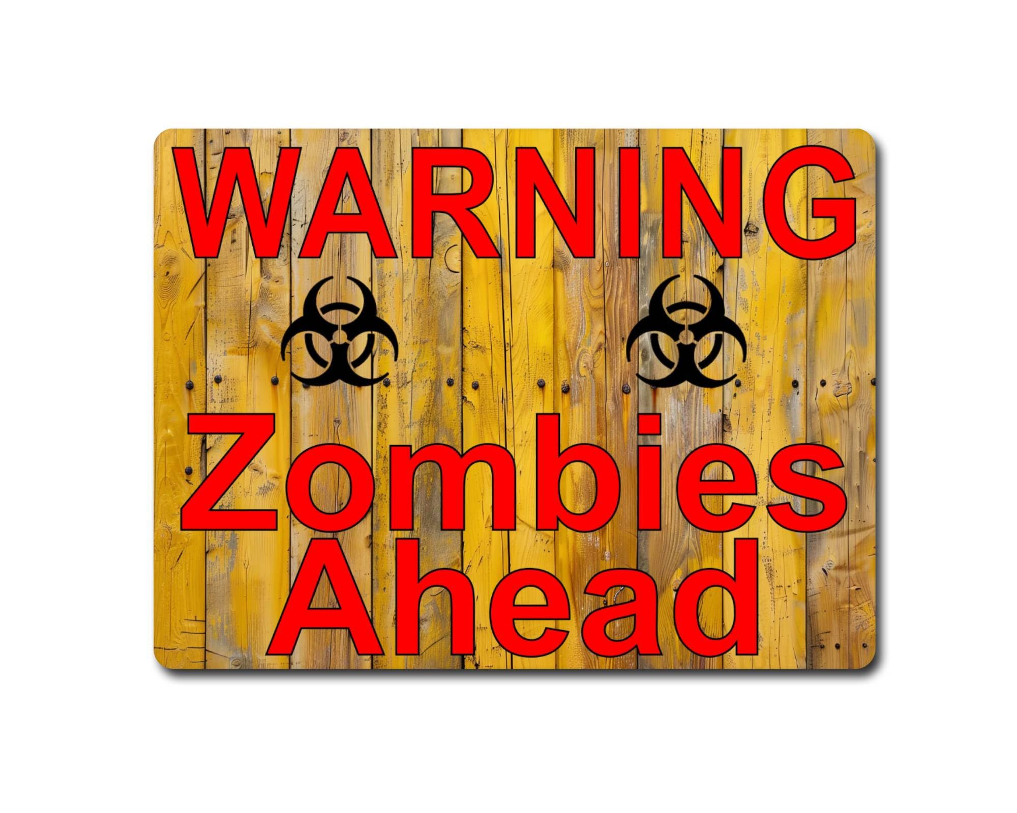 Decalarama Zombie Metal Sign Gift – Warning Zombies Ahead - Cute Fun Novelty Undead Aluminium Present