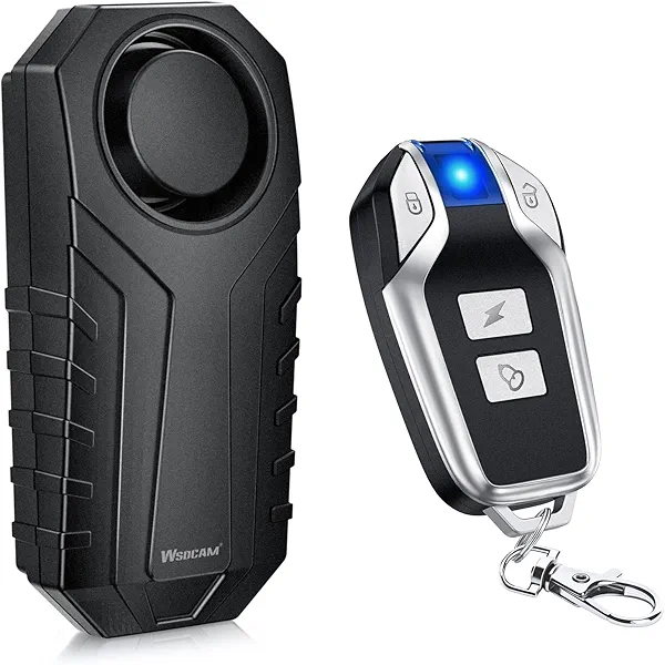 WSDCAM 113dB Loud Anti Theft Vibration Sensor Alarm Systems for Electric Bike Motorcycle Golf Car Trailer Mailbox Garage Door Waterproof Home Security Bike Accessories Bike Alarm with Remote