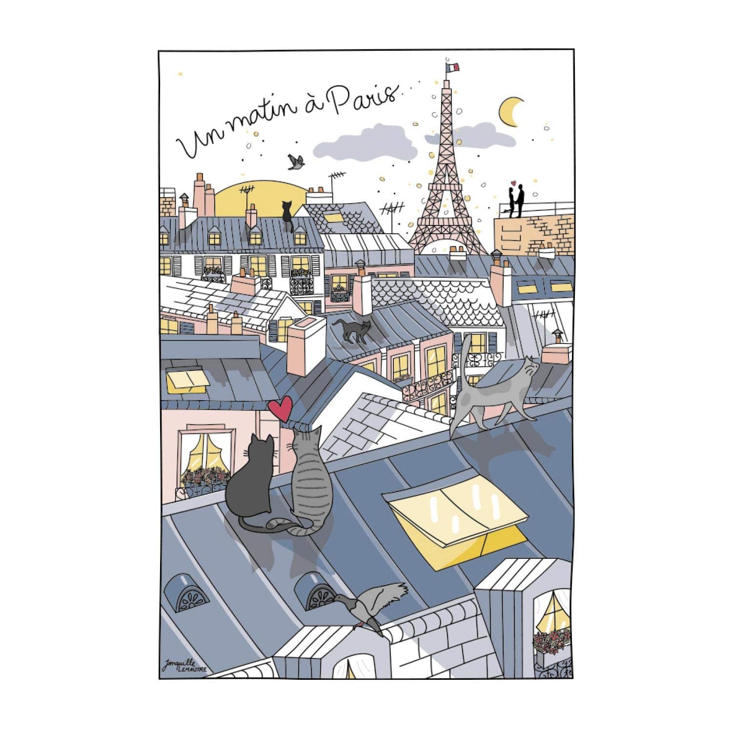 / Winkler, Les Toits de Paris (Morning in Paris) Kitchen/Tea Towel, 100% Cotton