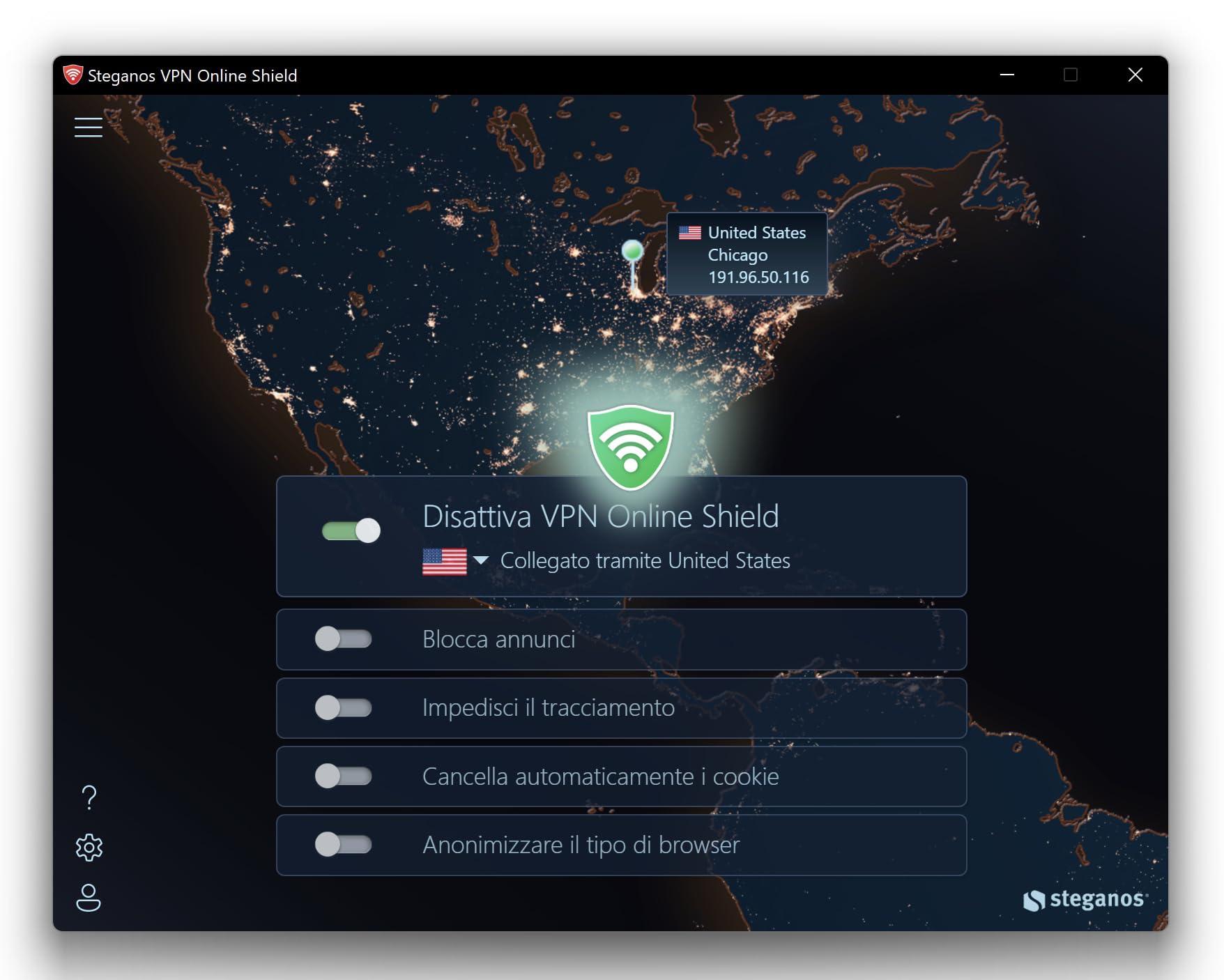 VPN Software su USB | Steganos VPN Online Shield | Navigazione anonima, nascondi IP, blocca pubblicità e tracking | Protezione WiFi pubblico | 1 anno per 5 dispositivi | Windows e Mac