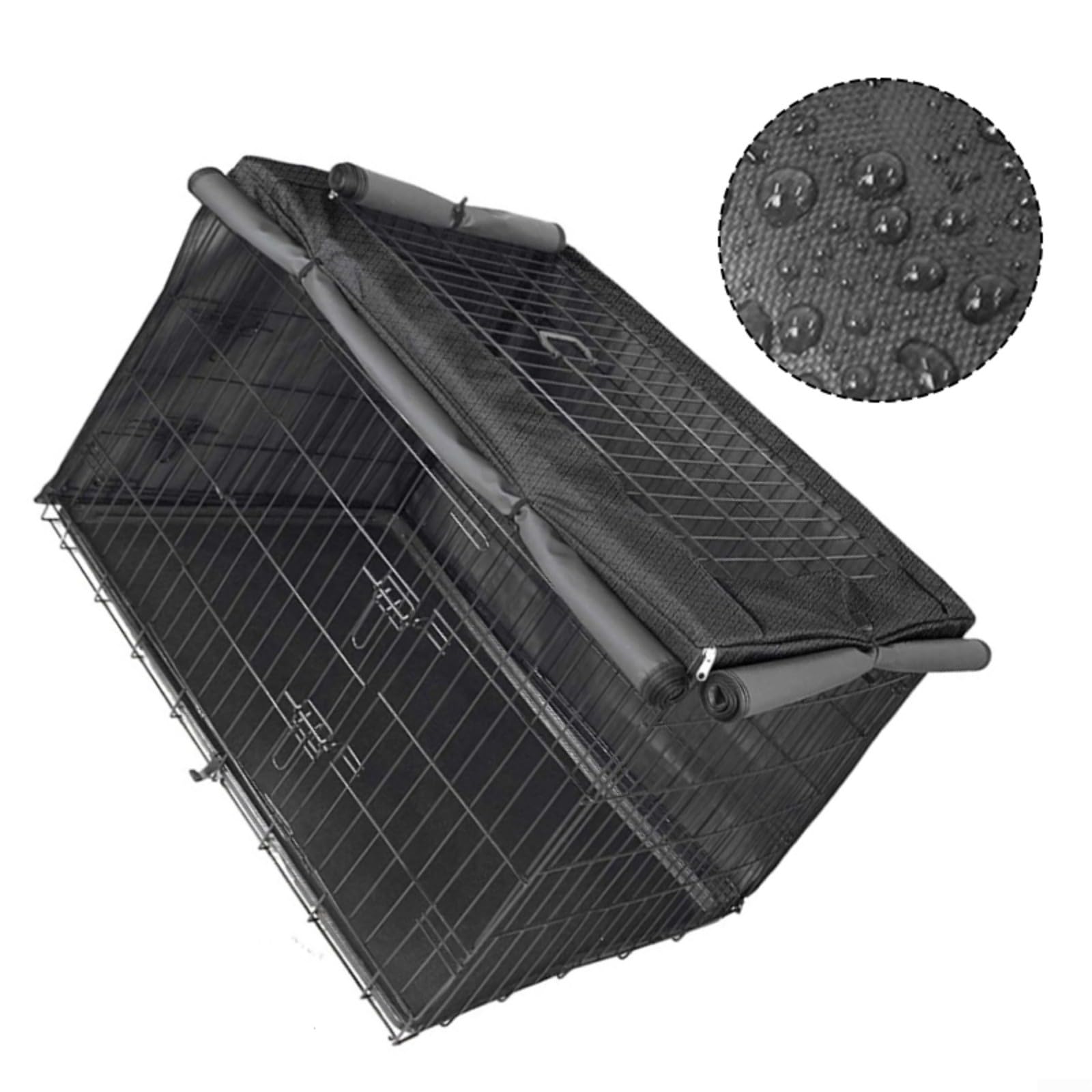 Cubierta antipolvo de tela Oxford 420D diseñada para jaulas de perros, ofrece protección contra el polvo y fácil almacenamiento, compatible con múltiples tamaños de jaula (125 x 77 x 81 cm)
