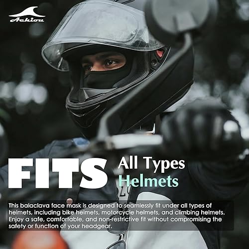Miniatura 3 de Achiou - Pasamontañas con Máscara Facial, Máscara de Esquí para Hombres y Mujeres de Fútbol, Ligera Sheisty, Ninja Sheisty Capucha Solar UV