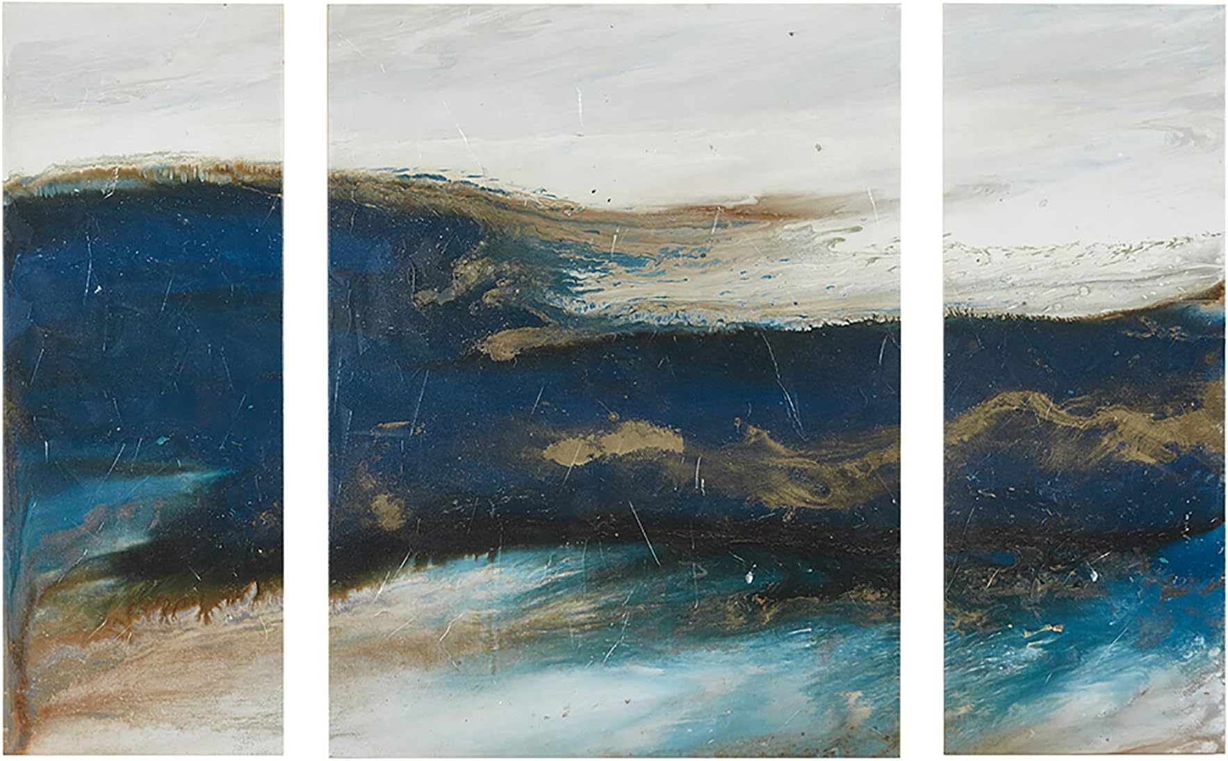 Ink+Ivy Rolling Waves Abstract Blue White Canvas Wall Art 24X32, Abstract Modern/Contemporary Wall Décor