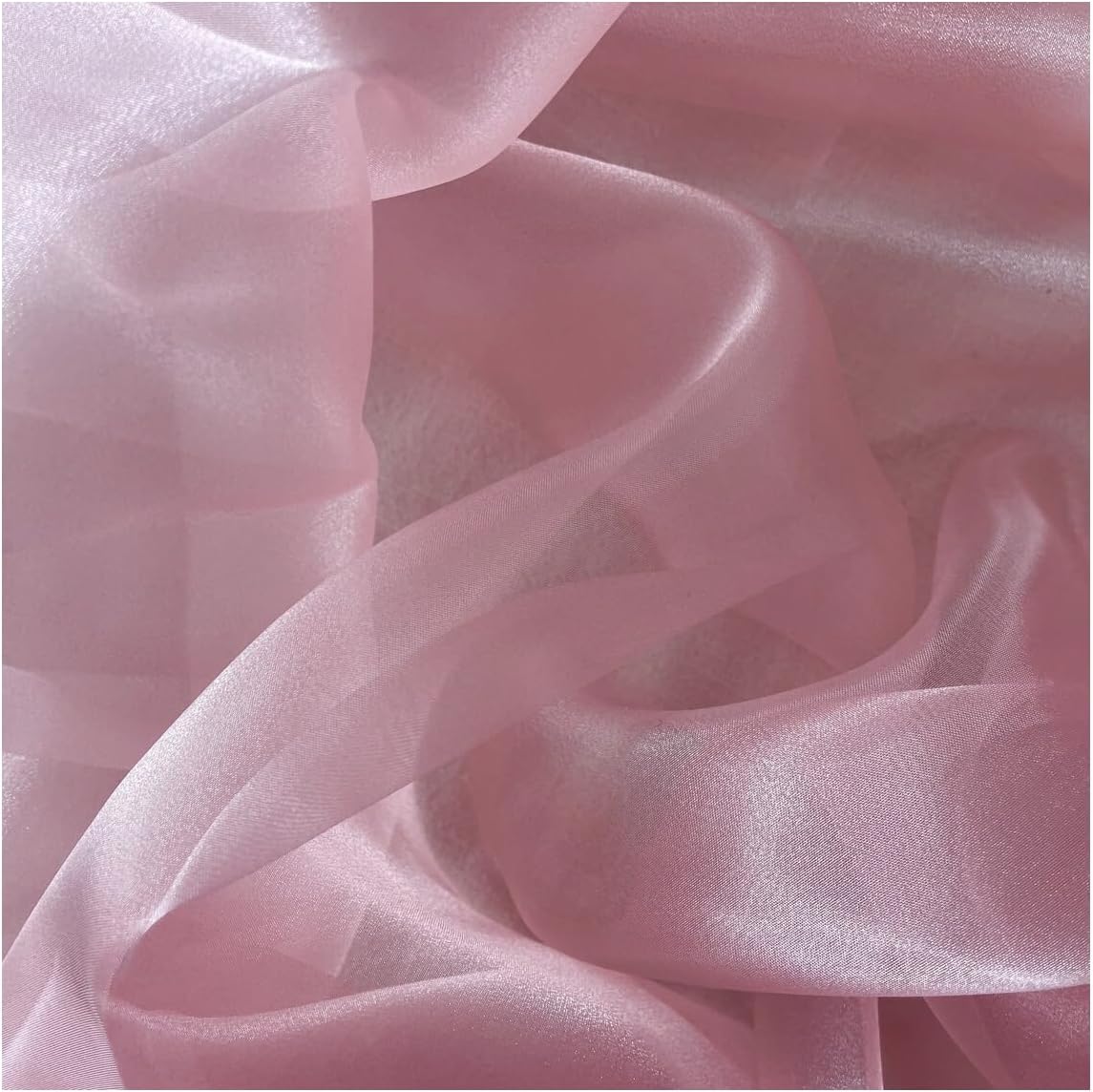 MDS Pack of 20 Yards Long Bridal Solid Sheer Organza Fabric Bolt for Wedding Dress, Fashion, Crafts, Decorations, backdrop, Christmas Craft Supplies, Silky Shiny Organza Fabrics 44” Wide- Blush Pink