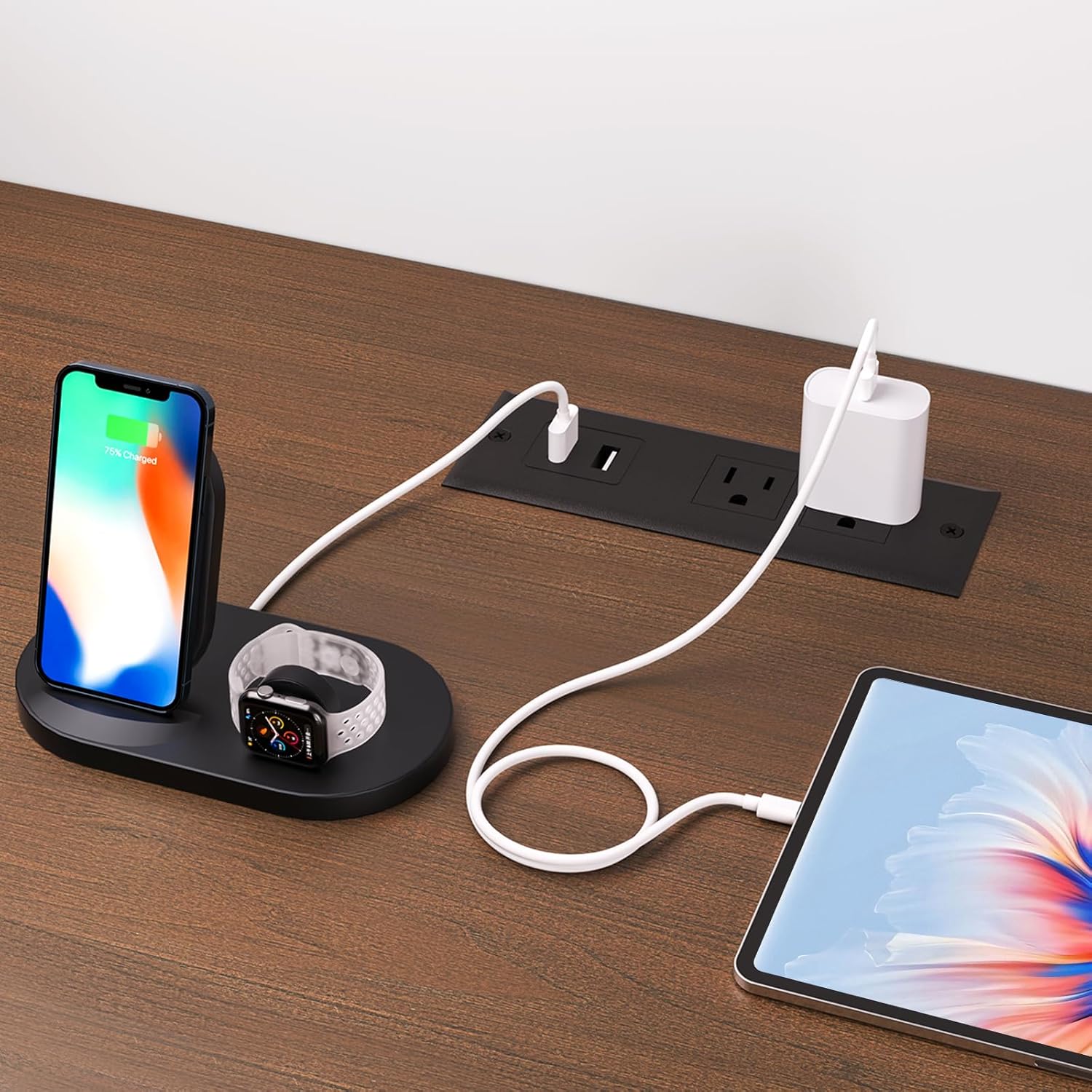 ONBRILL 70.8" TV Stand with Power Outlet for TVs up to 75 Inch, Entertainment Center with Storage and Adjustable Shelves, Modern Media Console with Sliding Doors for Living Room, Walnut