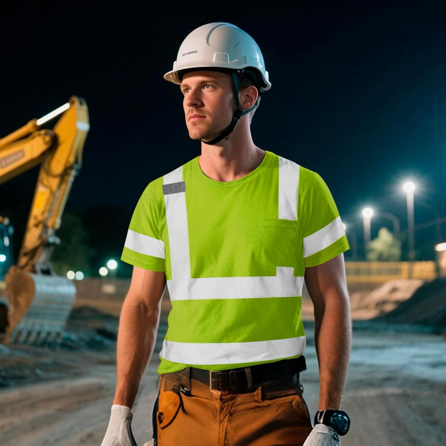 Hi Vis Shirts for Men & Women, Short Sleeve Class 3 High Visibility Safety Shirts with Reflective Strips, Yellow X- Large 1pc - Image 6