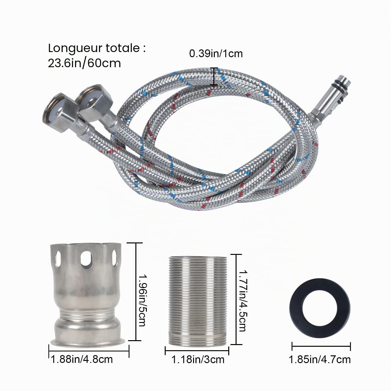 Robinet de salle de bain Robinet de salle de bain noir Robinetterie de lavabo Mat Set de robinetterie de lavabo pour salle de bain cuisine 304 acier inoxydable