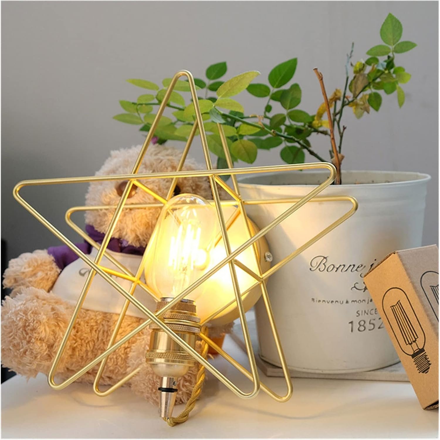 ウォールランプ、シンプル - スターウォールランプポストモダンレストラン通路階段寝室ベッドサイドゴールデン燭台ランプAC85 265