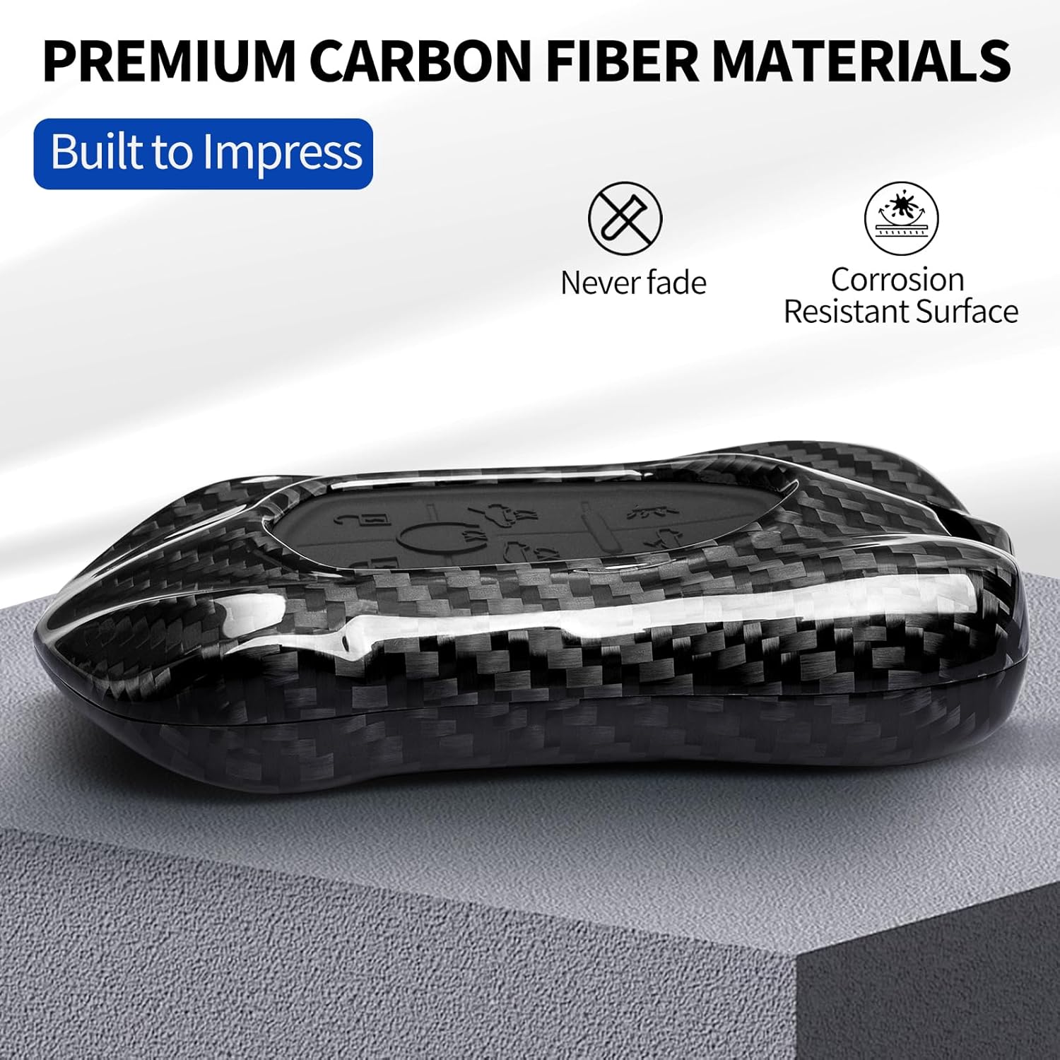 T-carbon Key Fob Cover Fits for Corvette C8 2020-2026 Key Fob Luxury Sports Car Inspired Design,Carbon Fiber Texture,Protective Key Case Compatible with Corvette C8 Z51 Z06 Smart Key(Black)